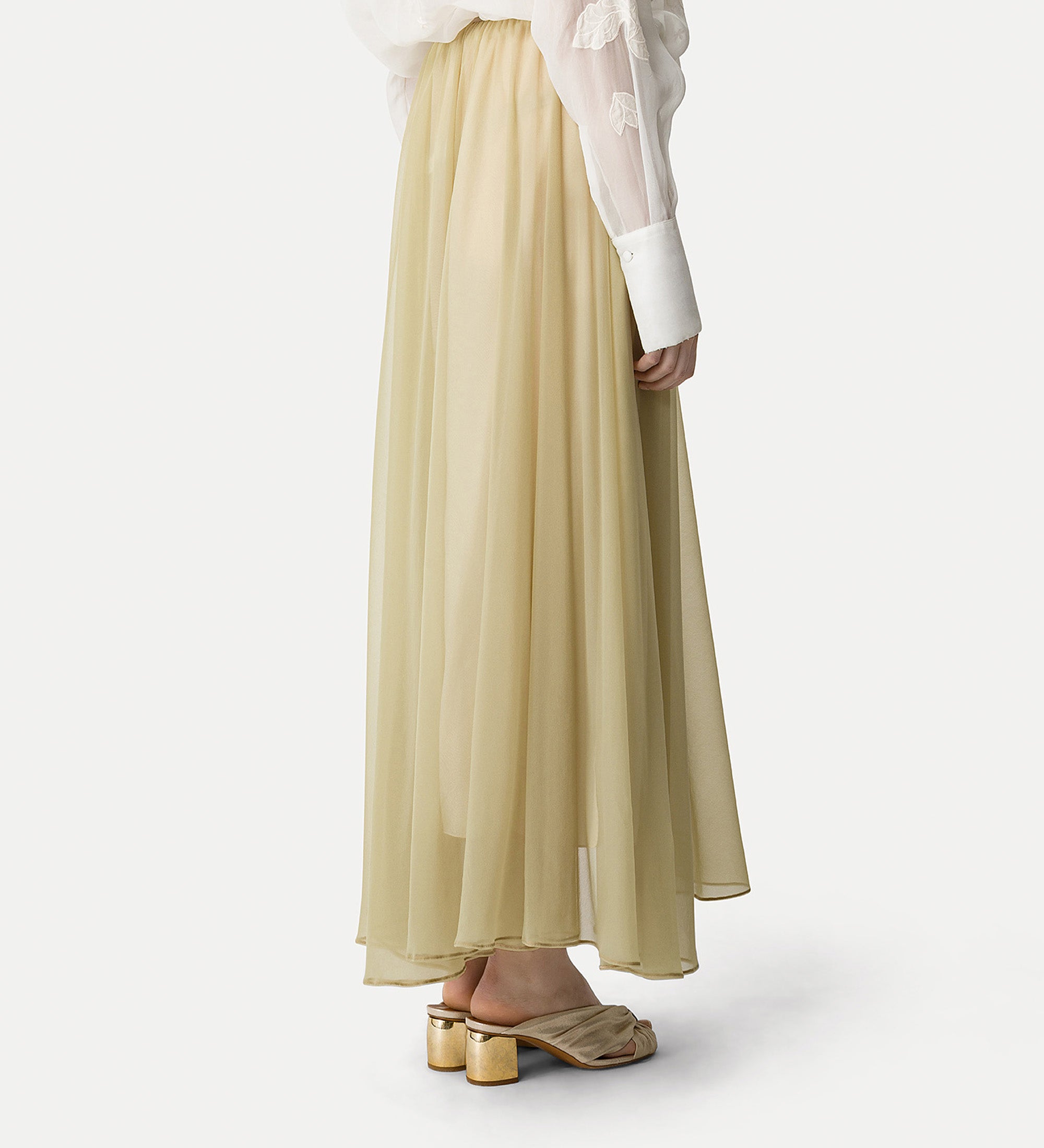 long chiffon skirt ecru