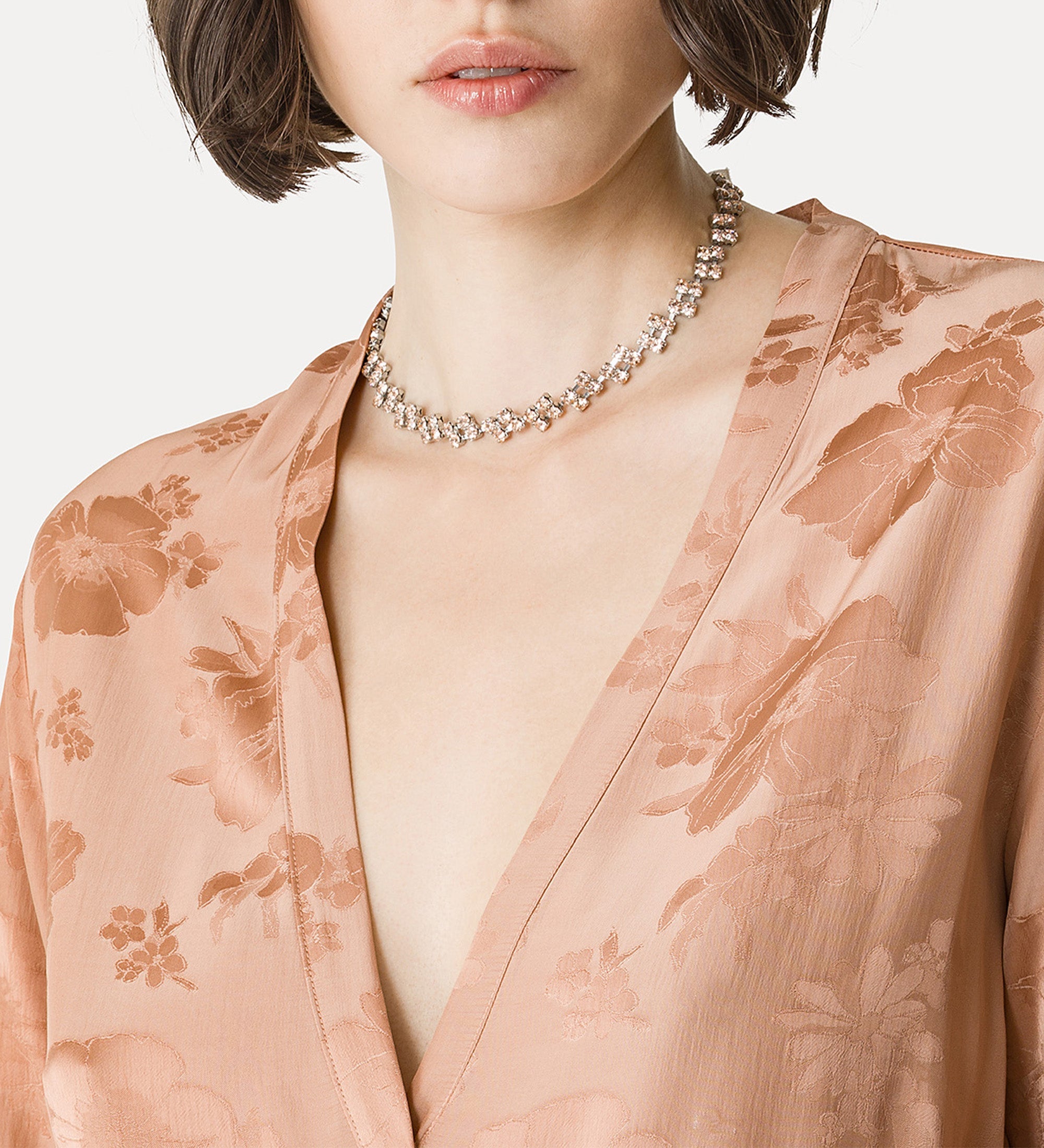 long sleeve bouquet dress brown