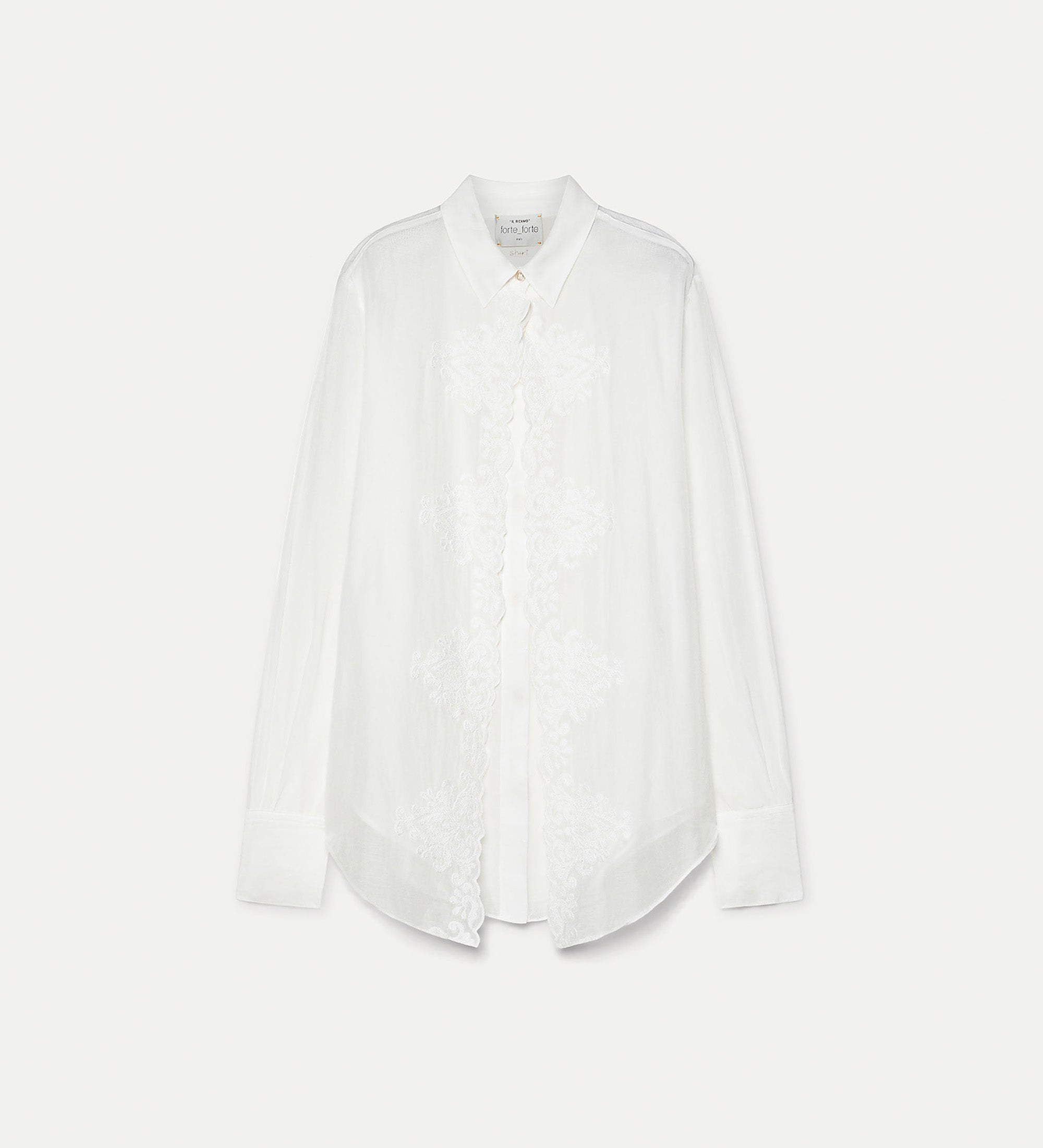 camicia maschile voile co/se ricamato bianco