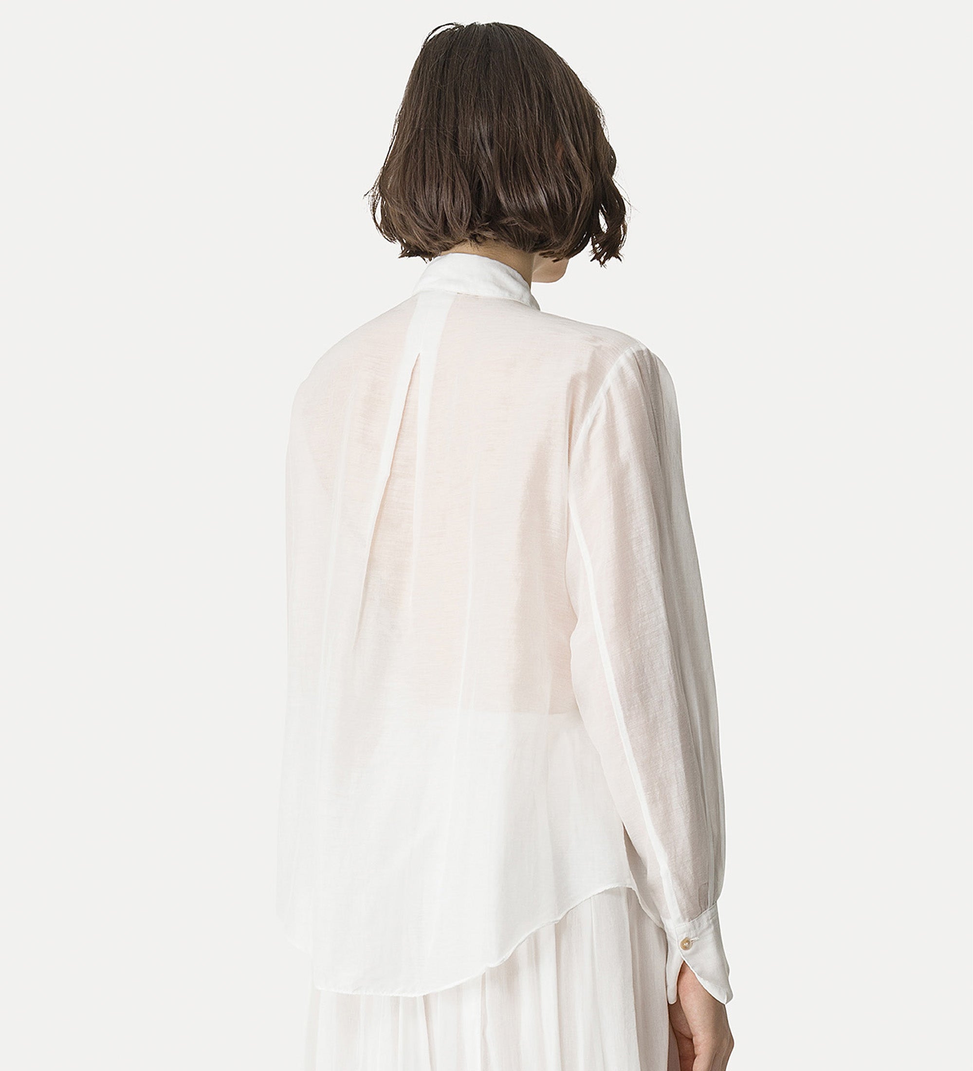 men’s—style shirt in embroidered voile white
