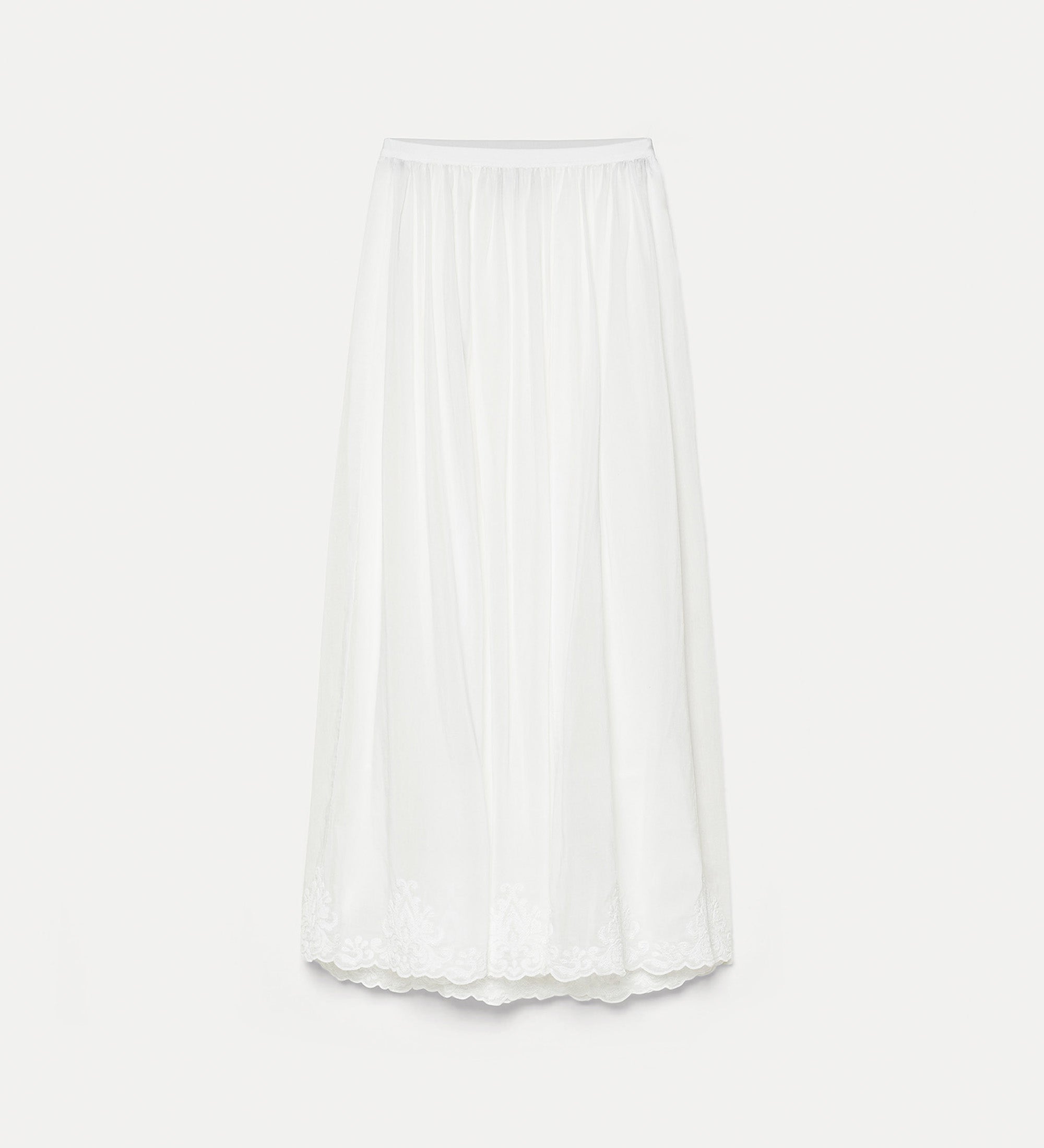 long skirt in embroidered voile white