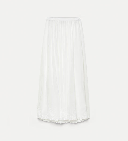 long skirt in embroidered voile bianco | forte_forte
