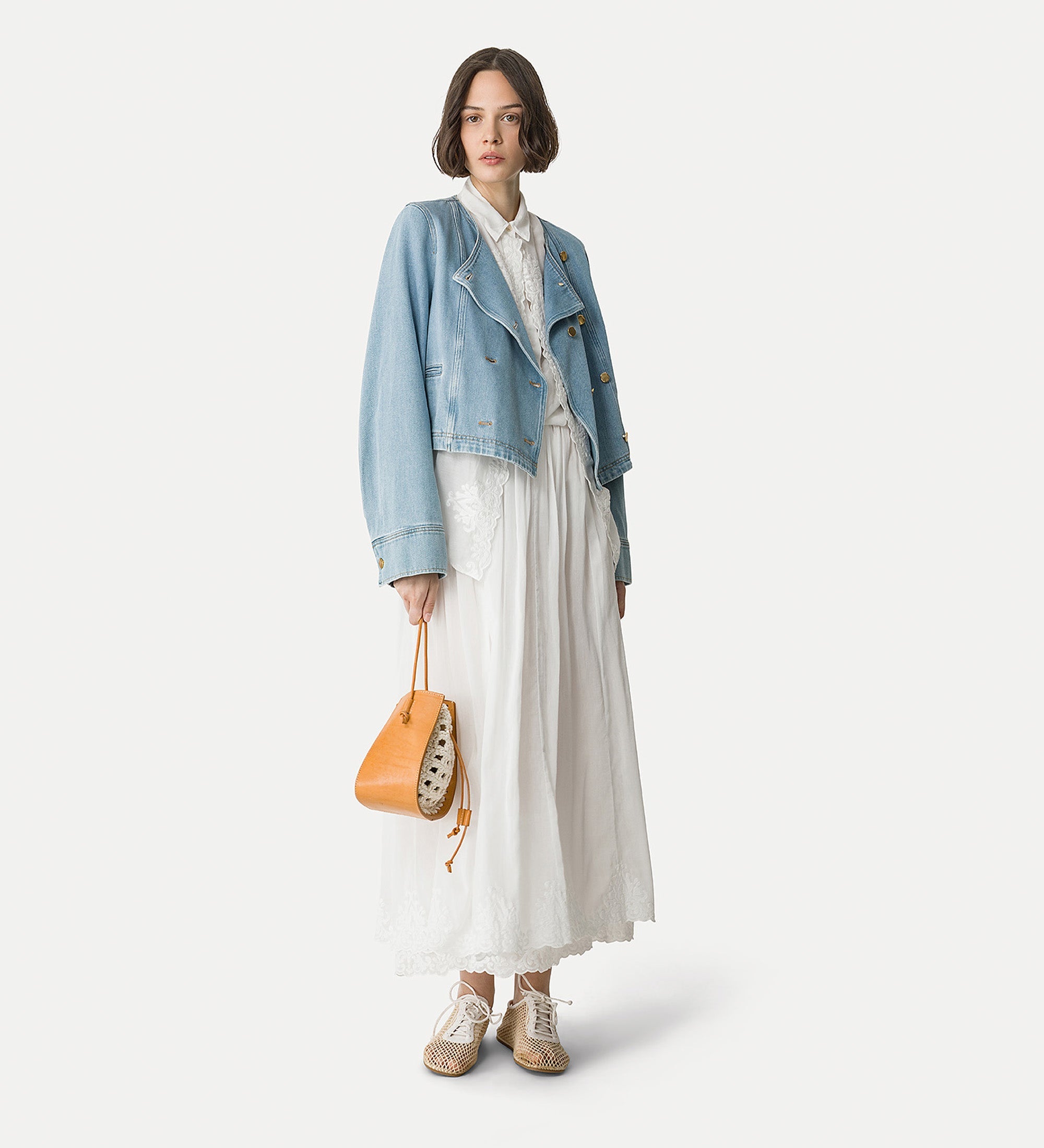long skirt in embroidered voile white