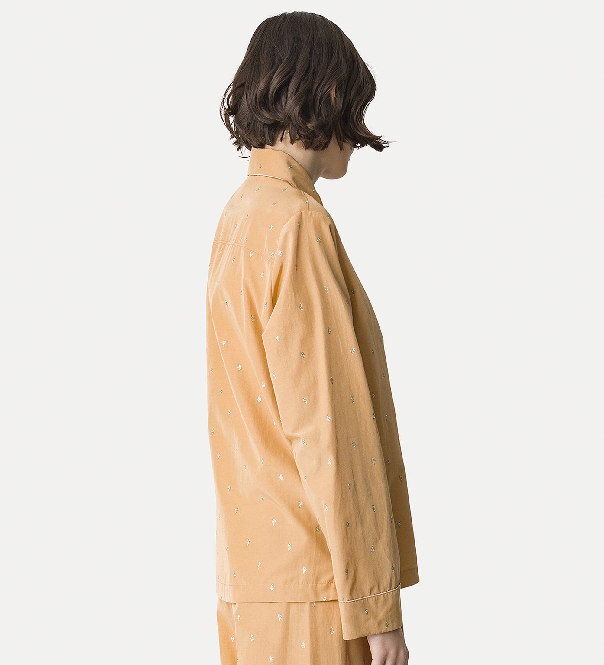 pajama—style shirt in glitter taffeta yellow gold