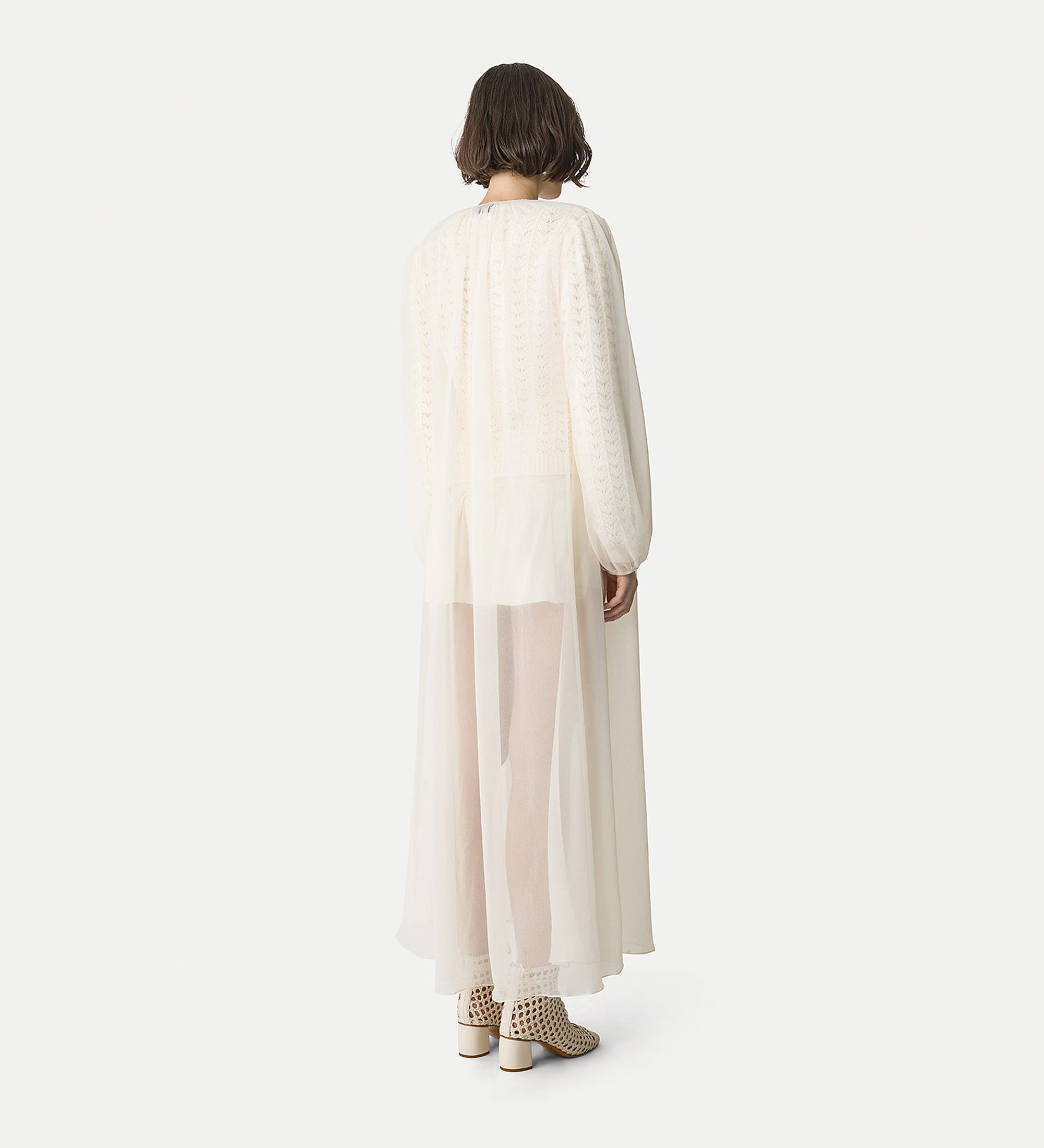 duster coat in contemporary chiffon white