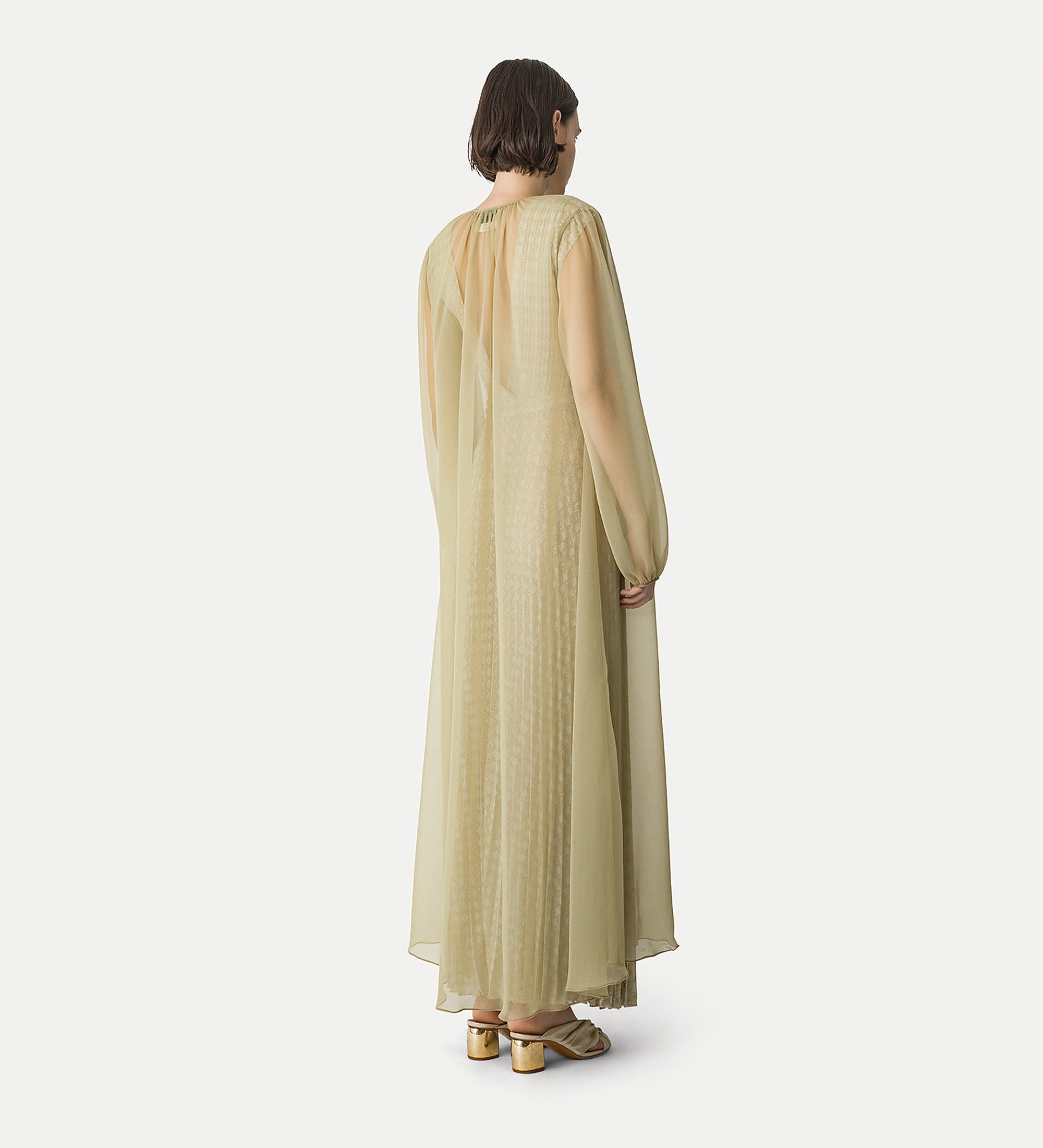 elegant duster coat in contemporary chiffon ecru