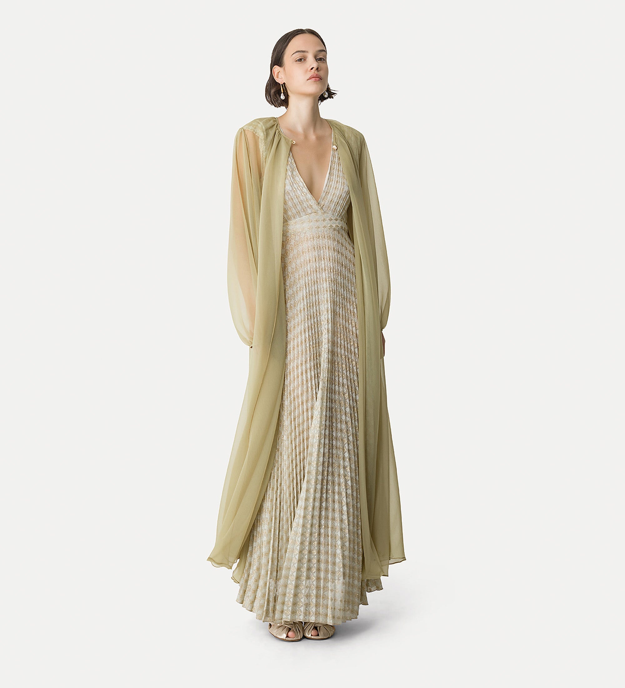 elegant duster coat in contemporary chiffon ecru