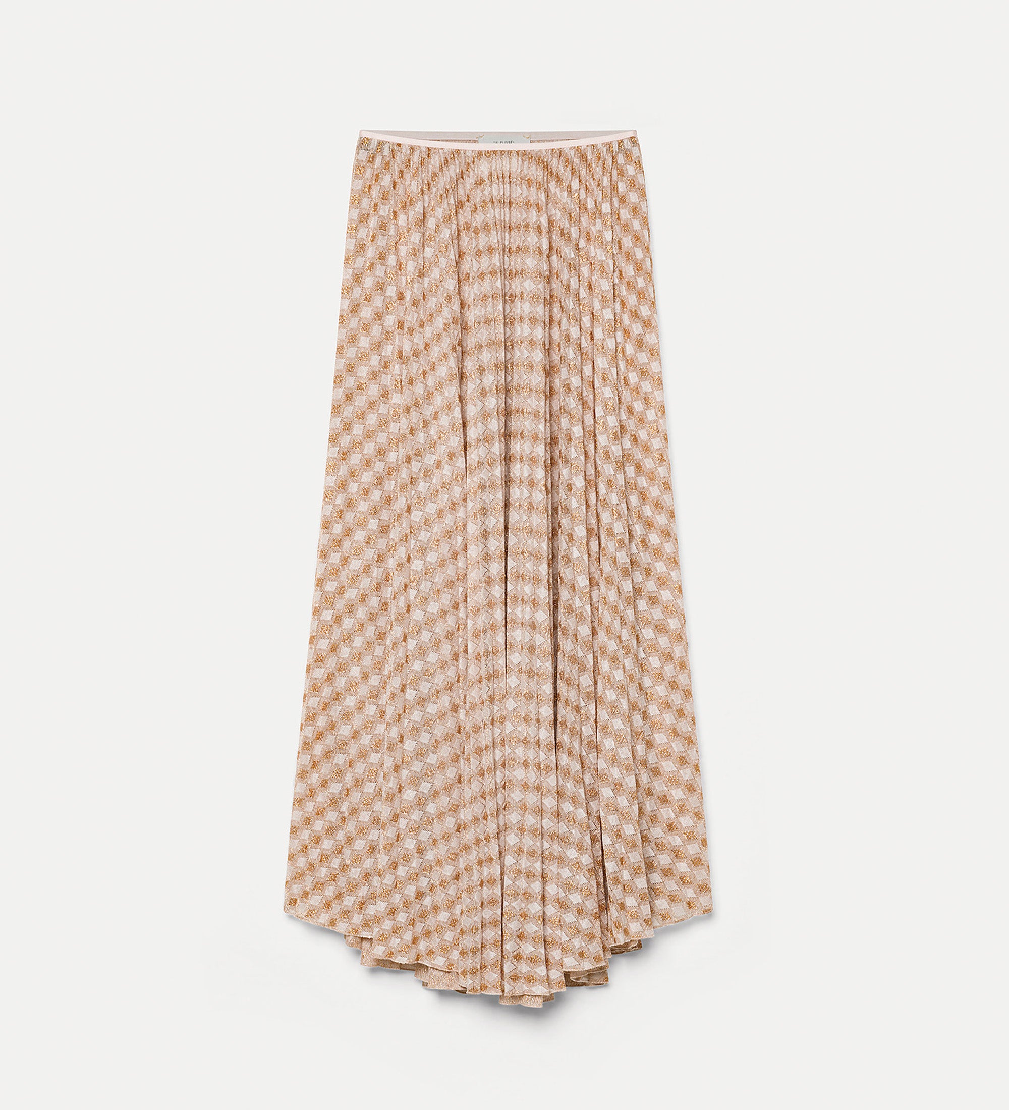 pleated skirt in diamond jersey pink