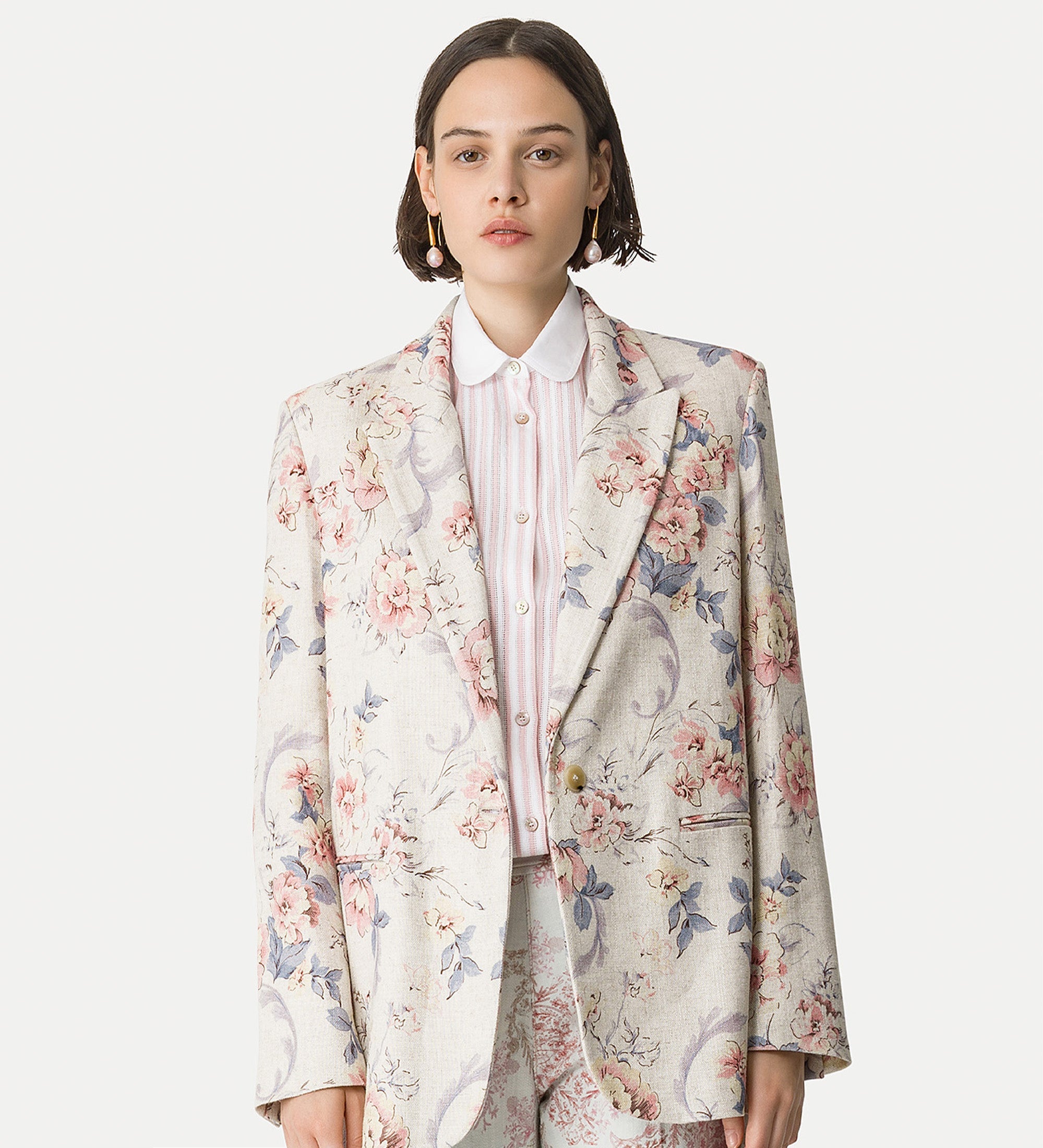 hopsack jacket “peonia my love” pink