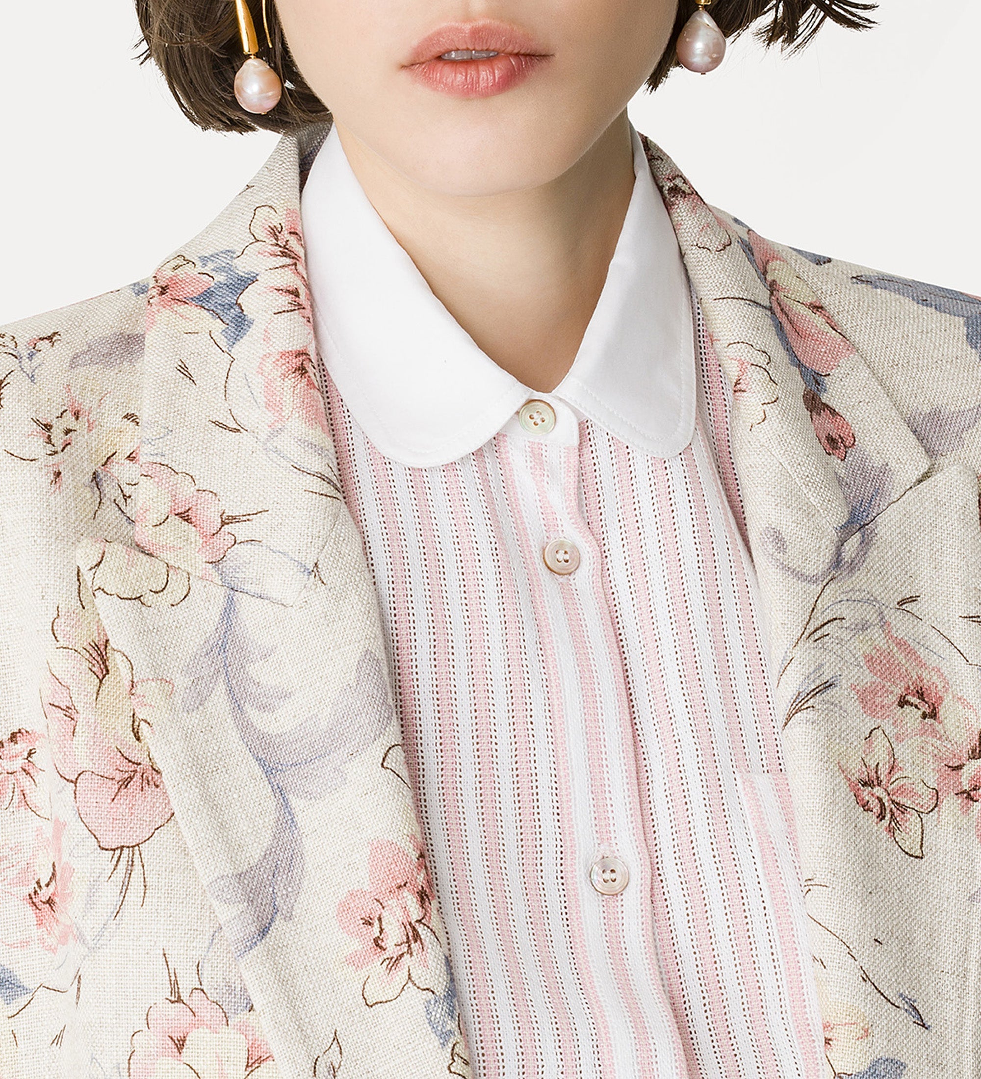 hopsack jacket “peonia my love” pink