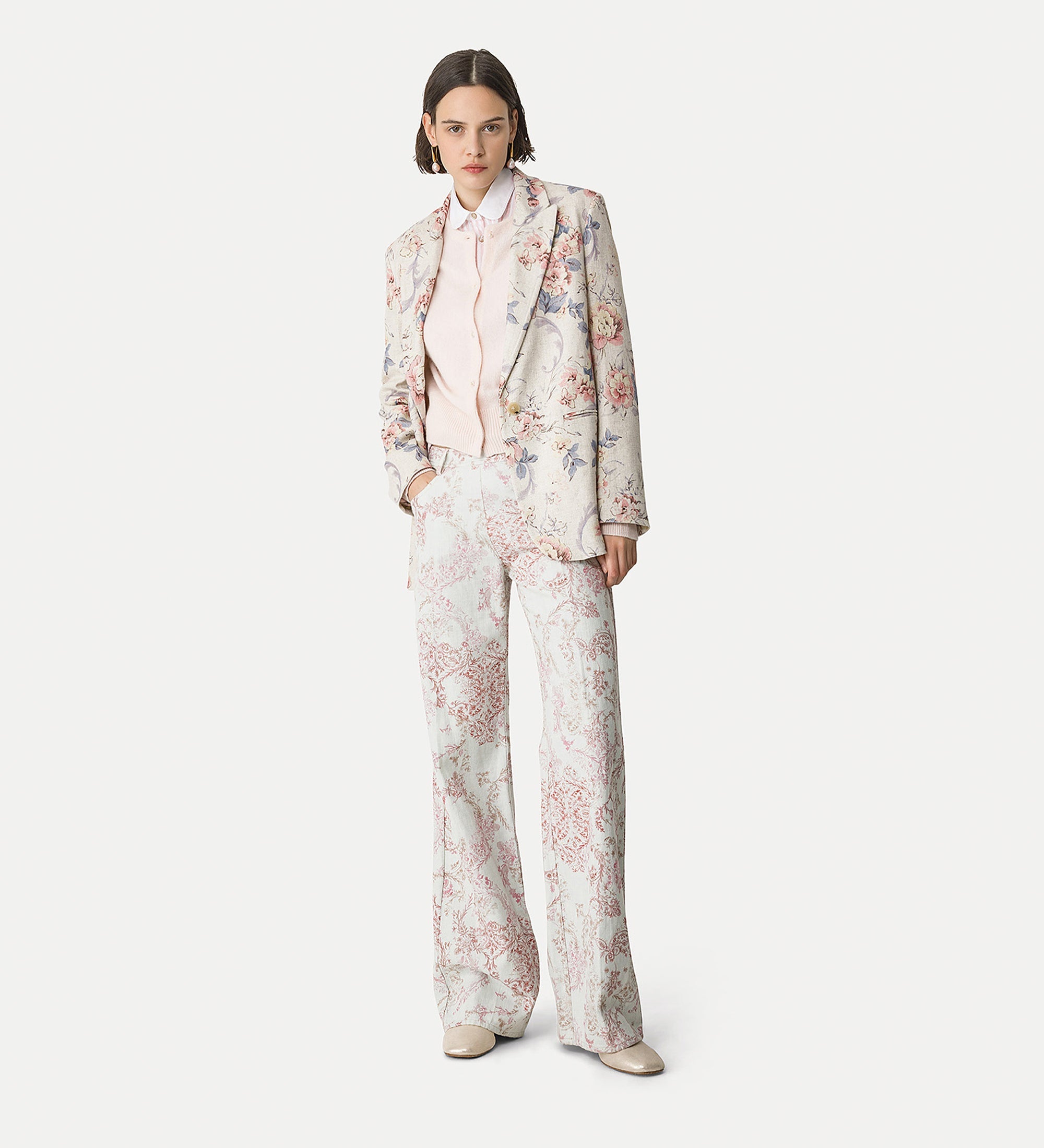 hopsack jacket “peonia my love” pink