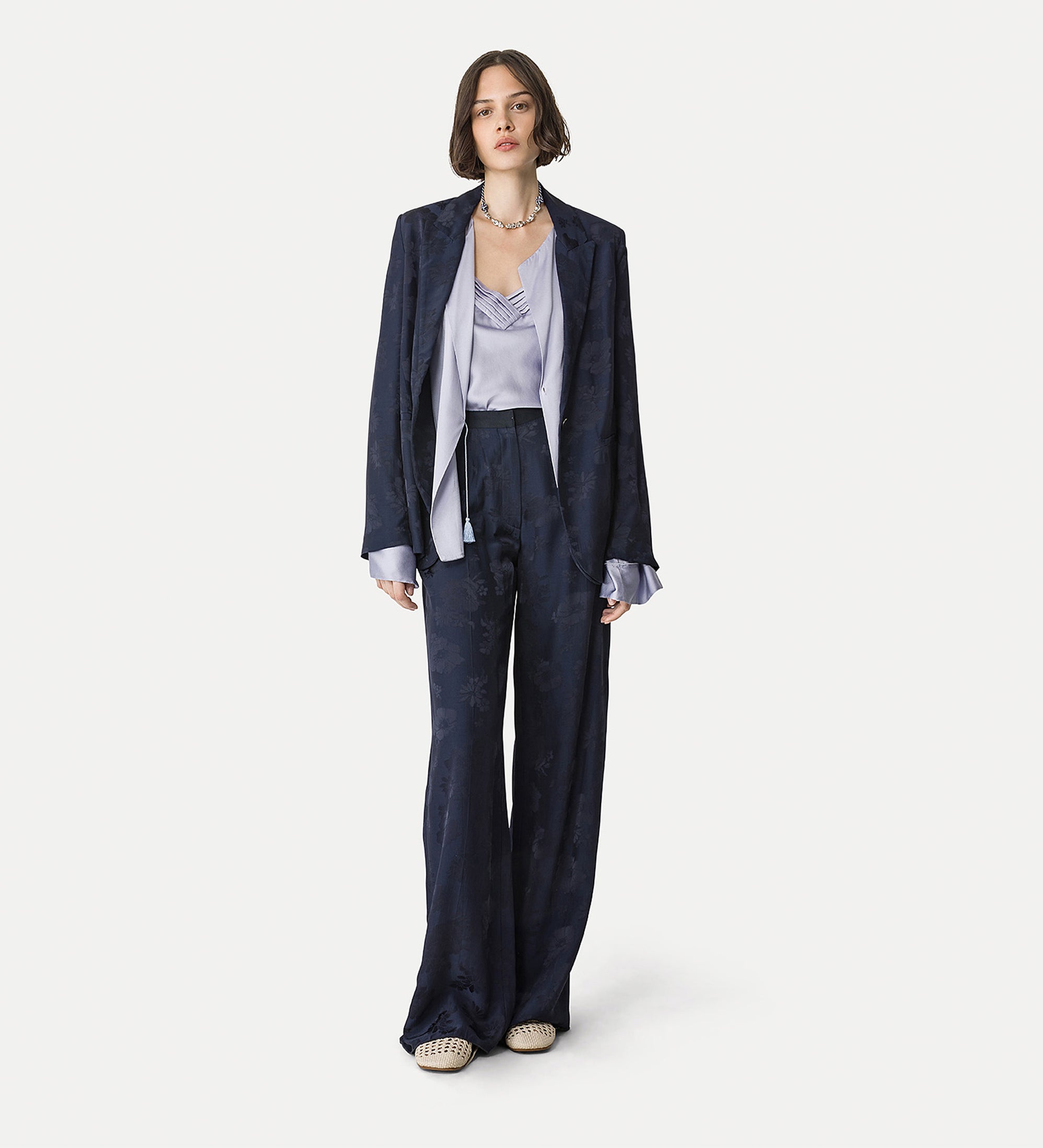 jacket in jacquard bouquet blue