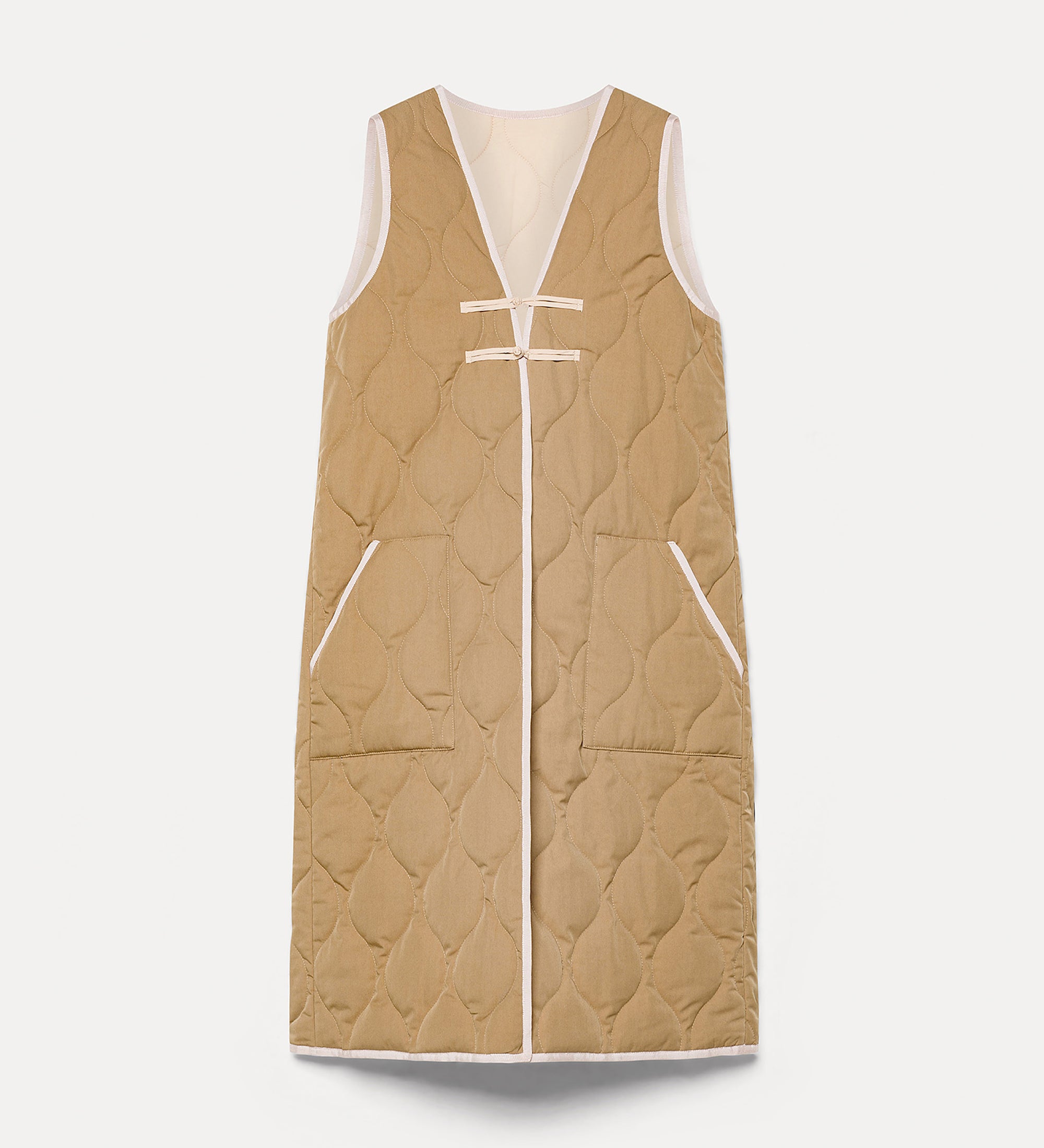 gilet lungo doubleface twill rainproof sand