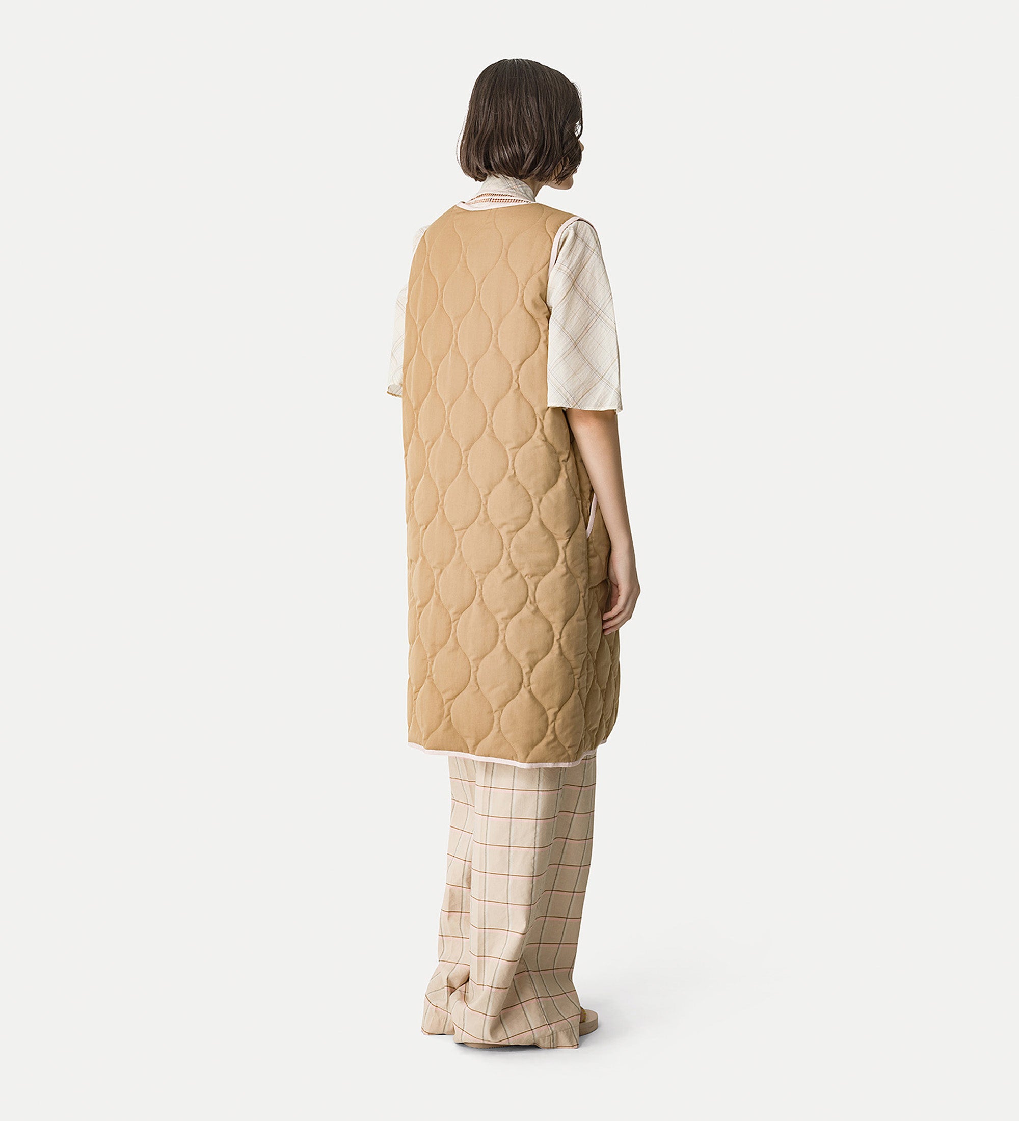long double—face waterproof vest ecru