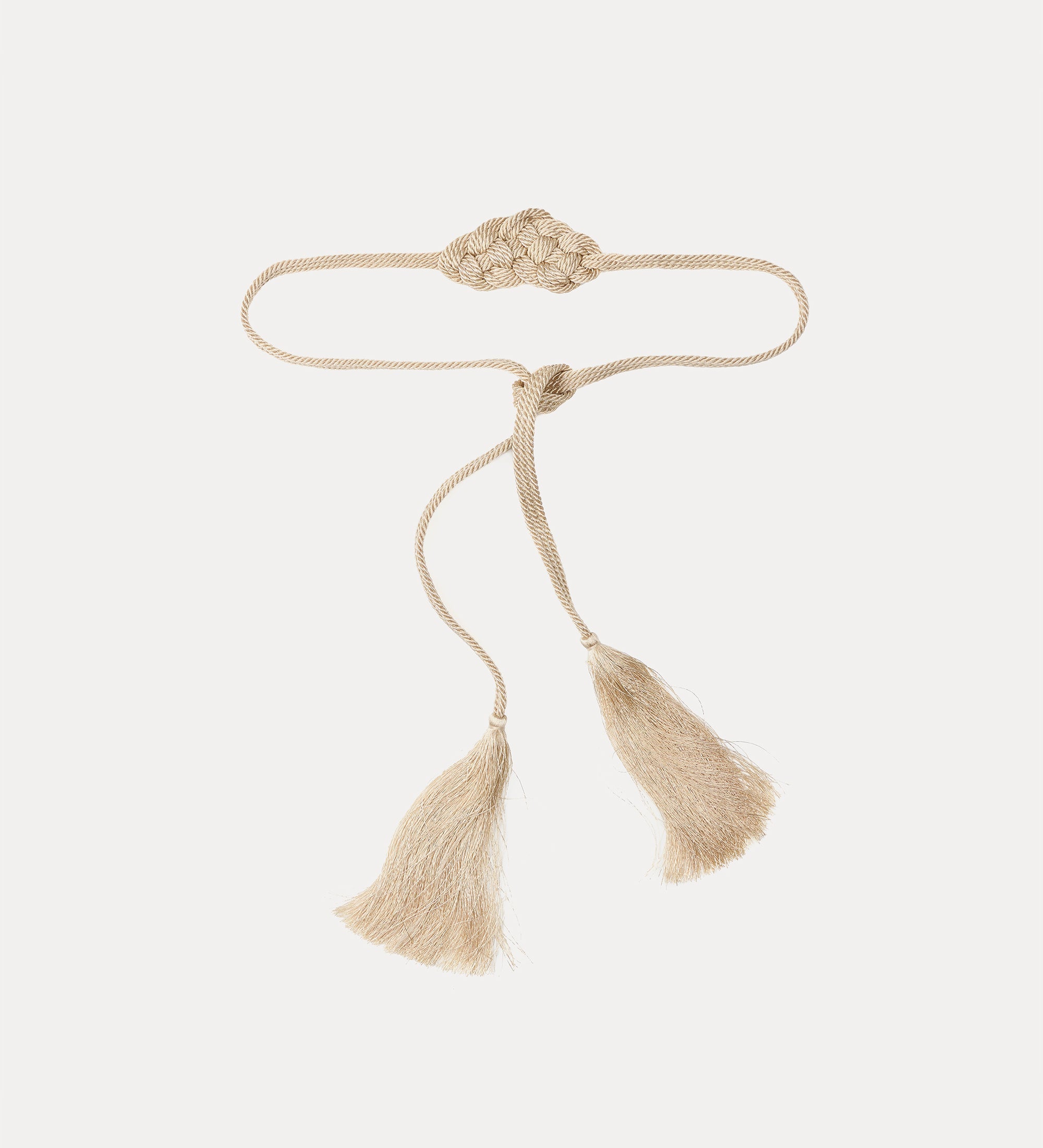 woven cord belt with tassels  white