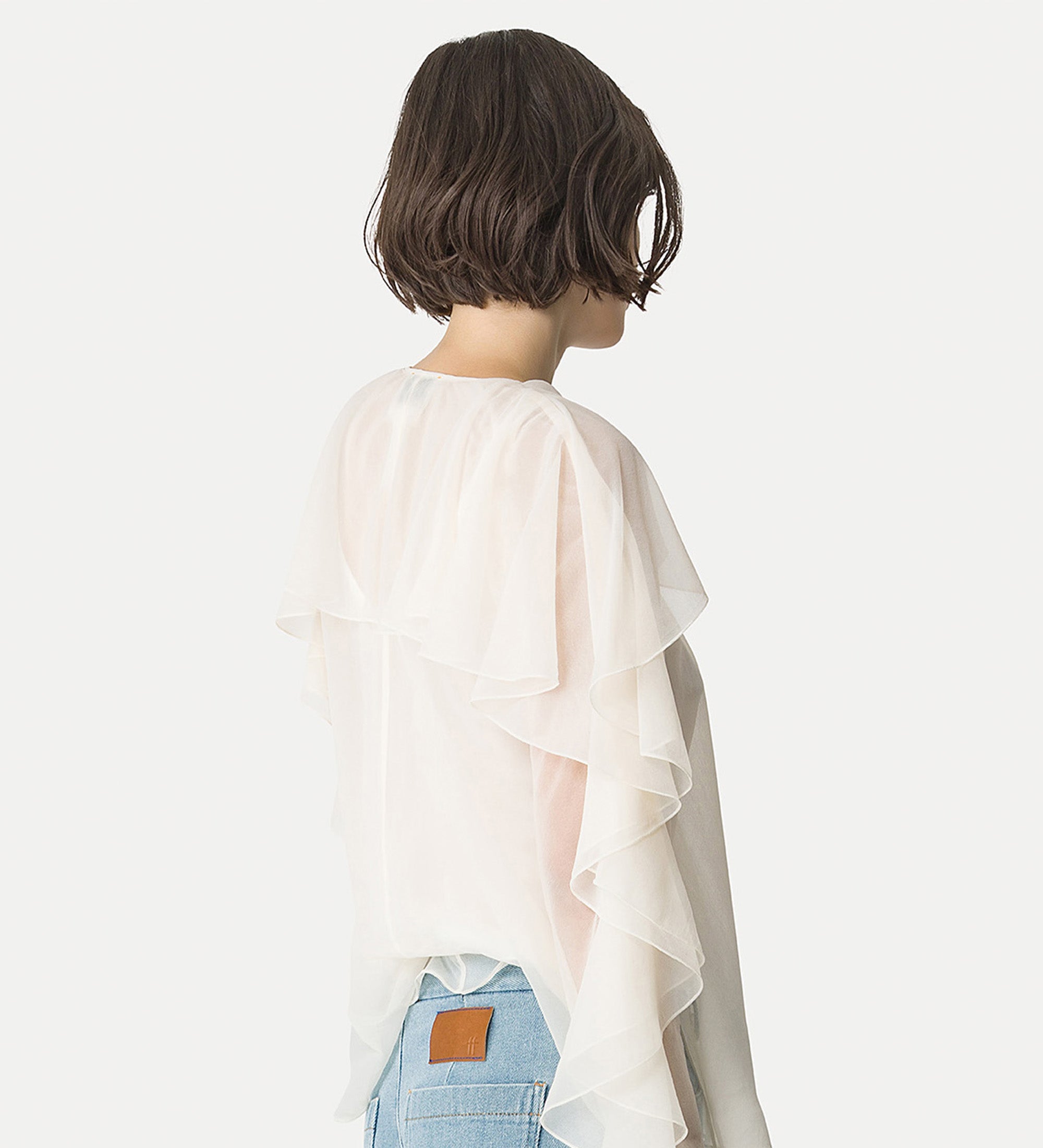 ruffled shirt in contemporary chiffon white