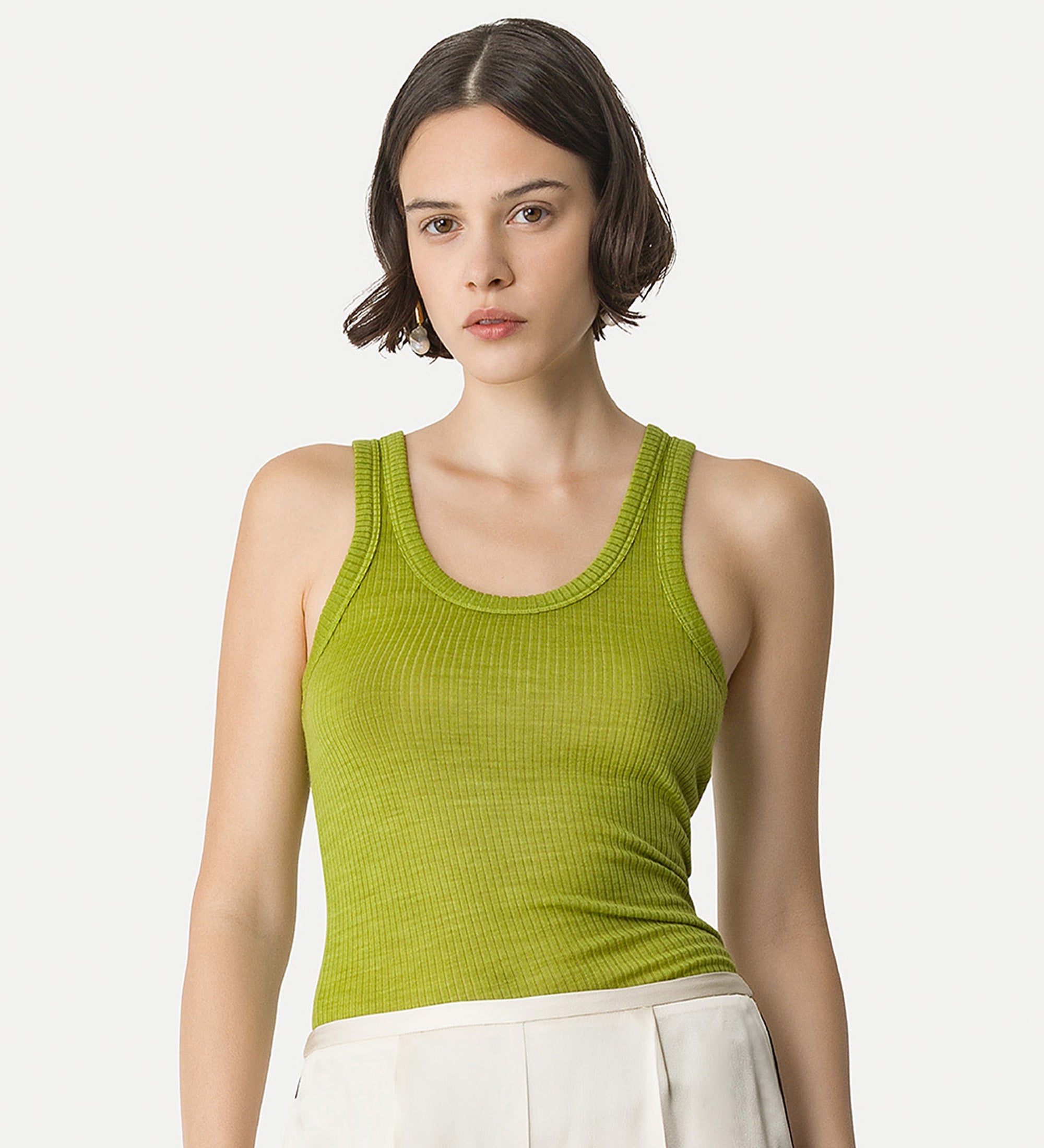 lightweight wool tank top green