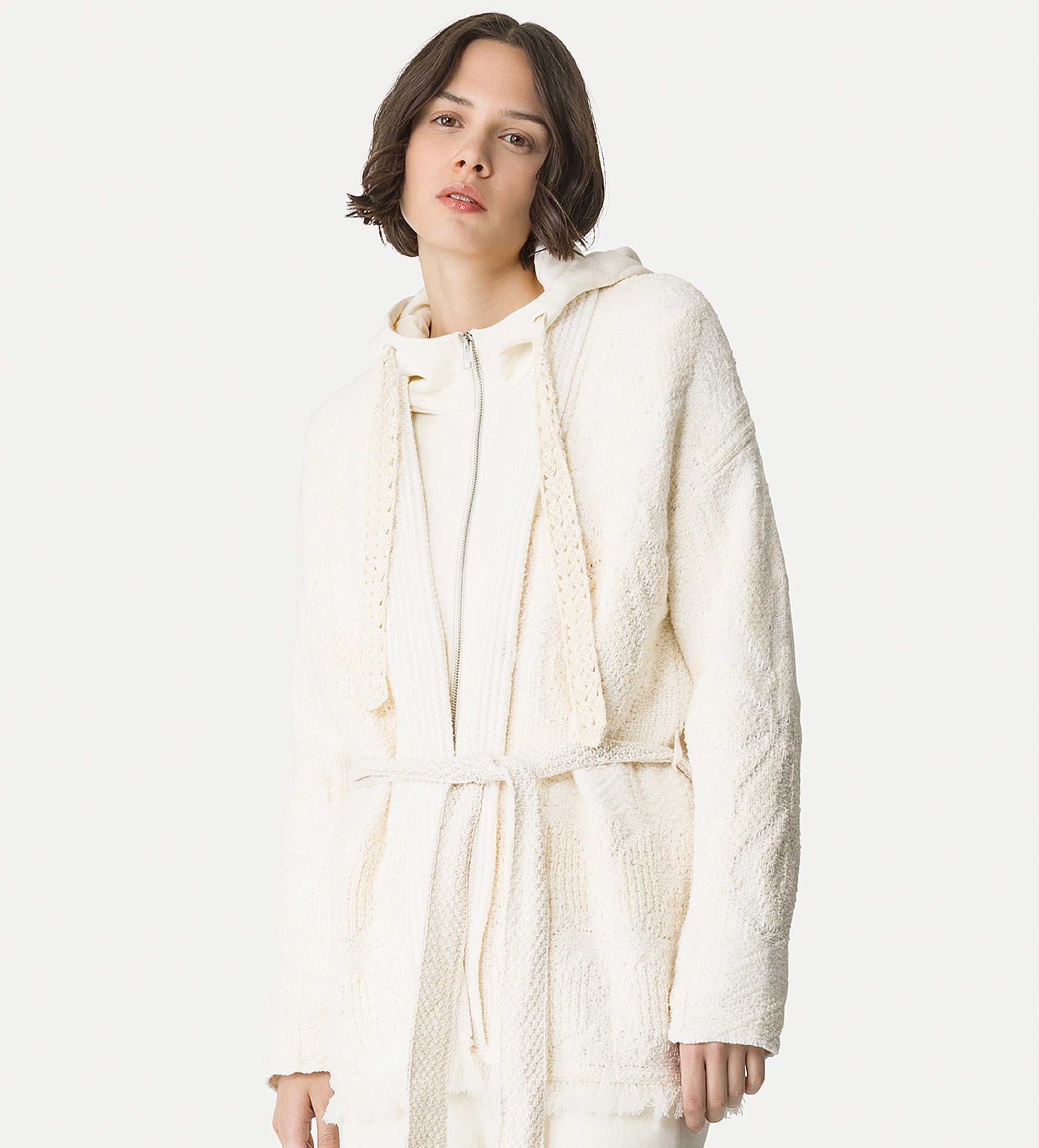 jacquard cardigan “iris velvet” white