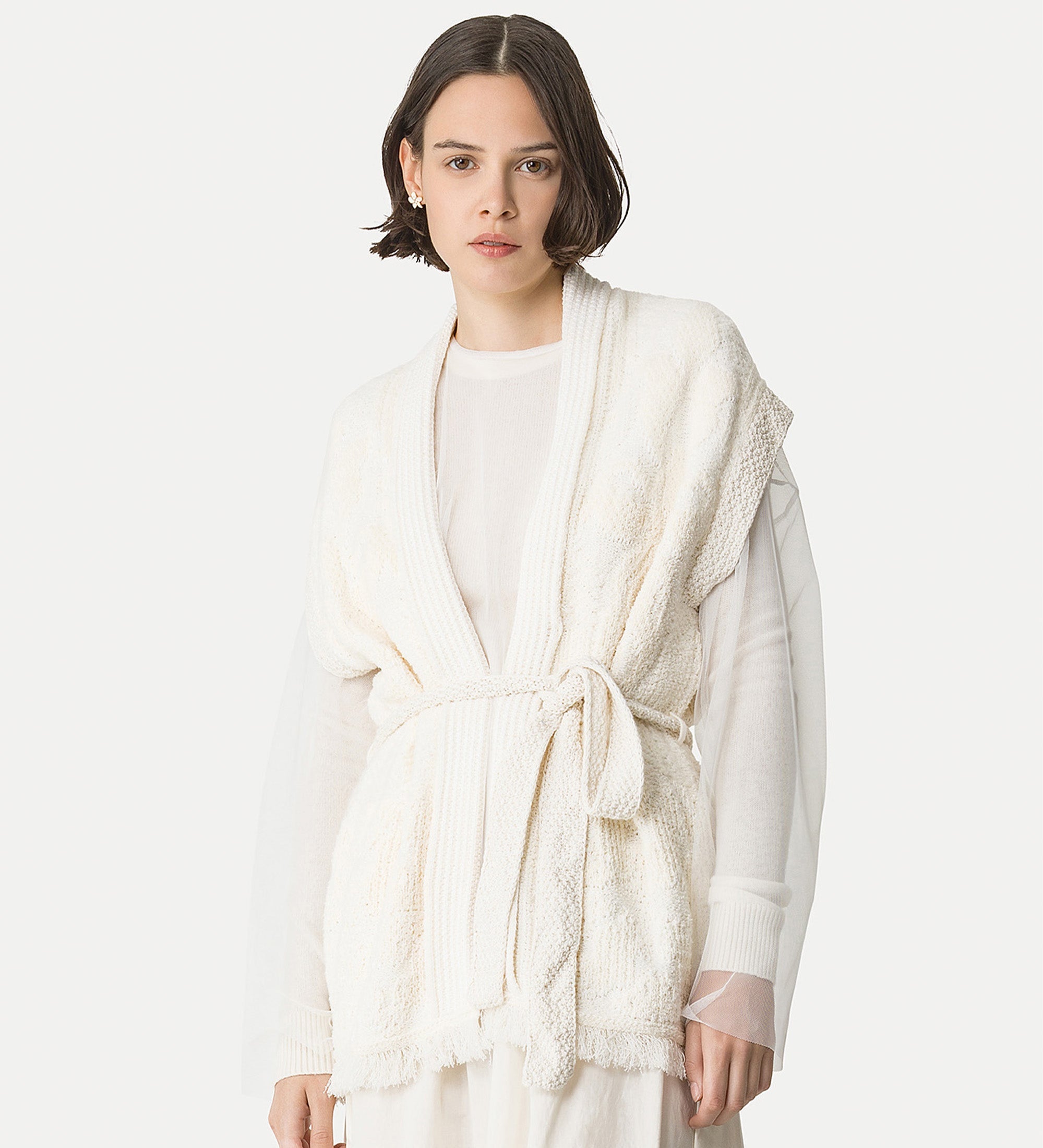 jacquard vest “iris velvet” white