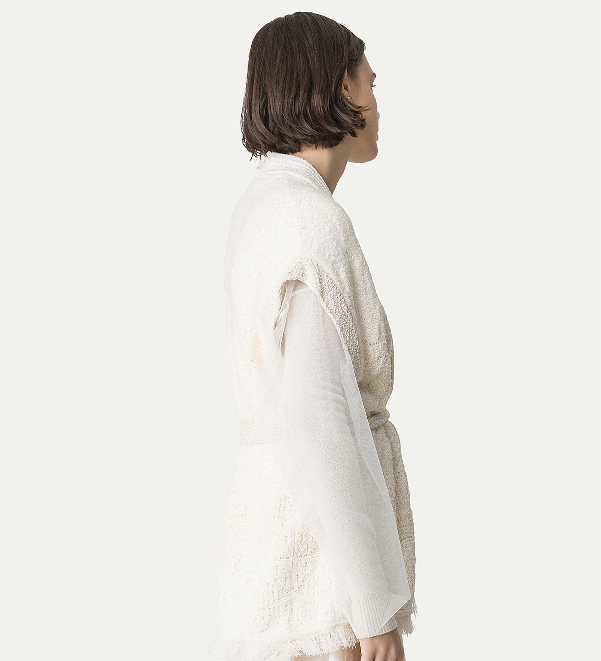 jacquard vest “iris velvet” white