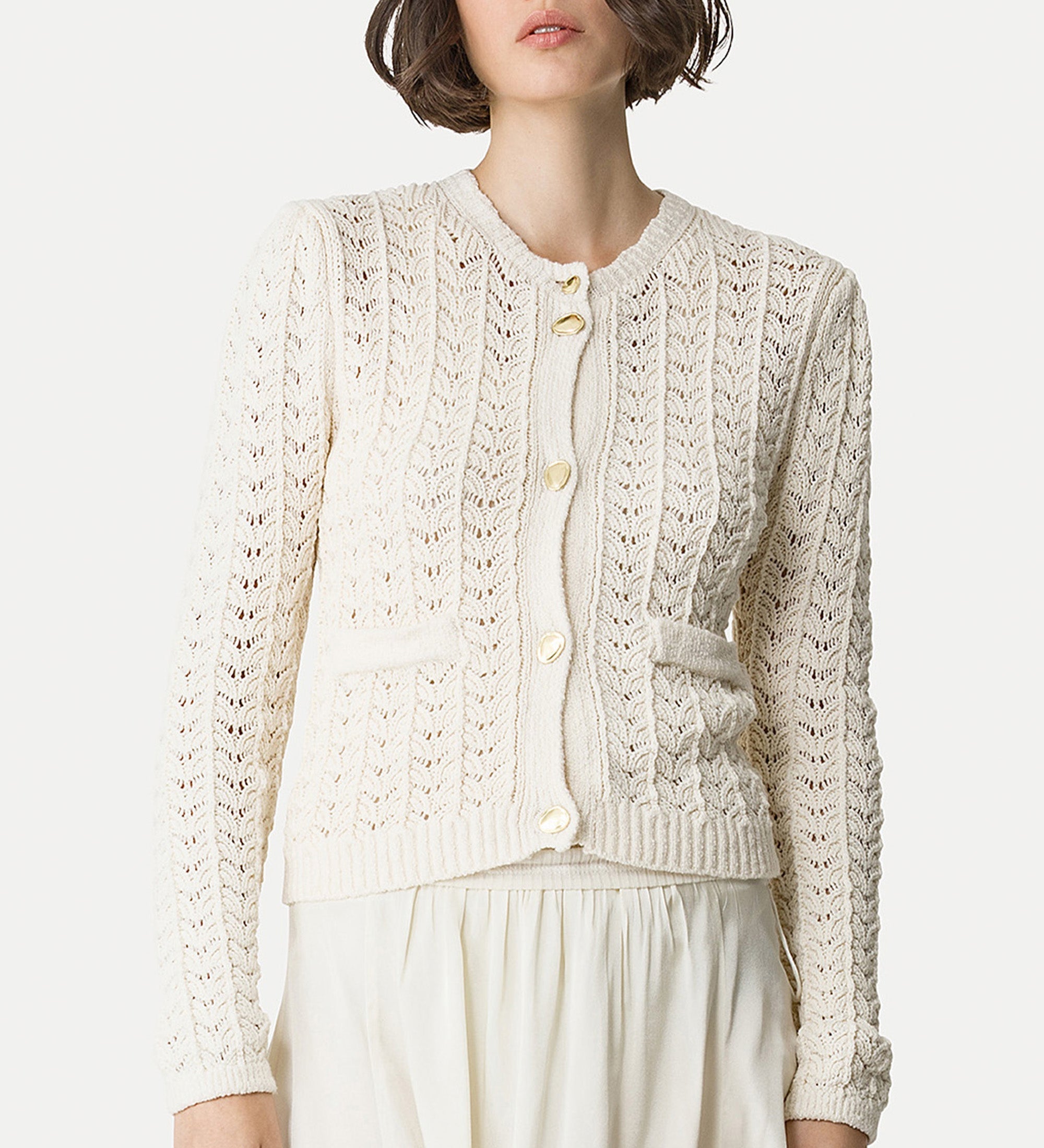 elegant cotton cardigan white