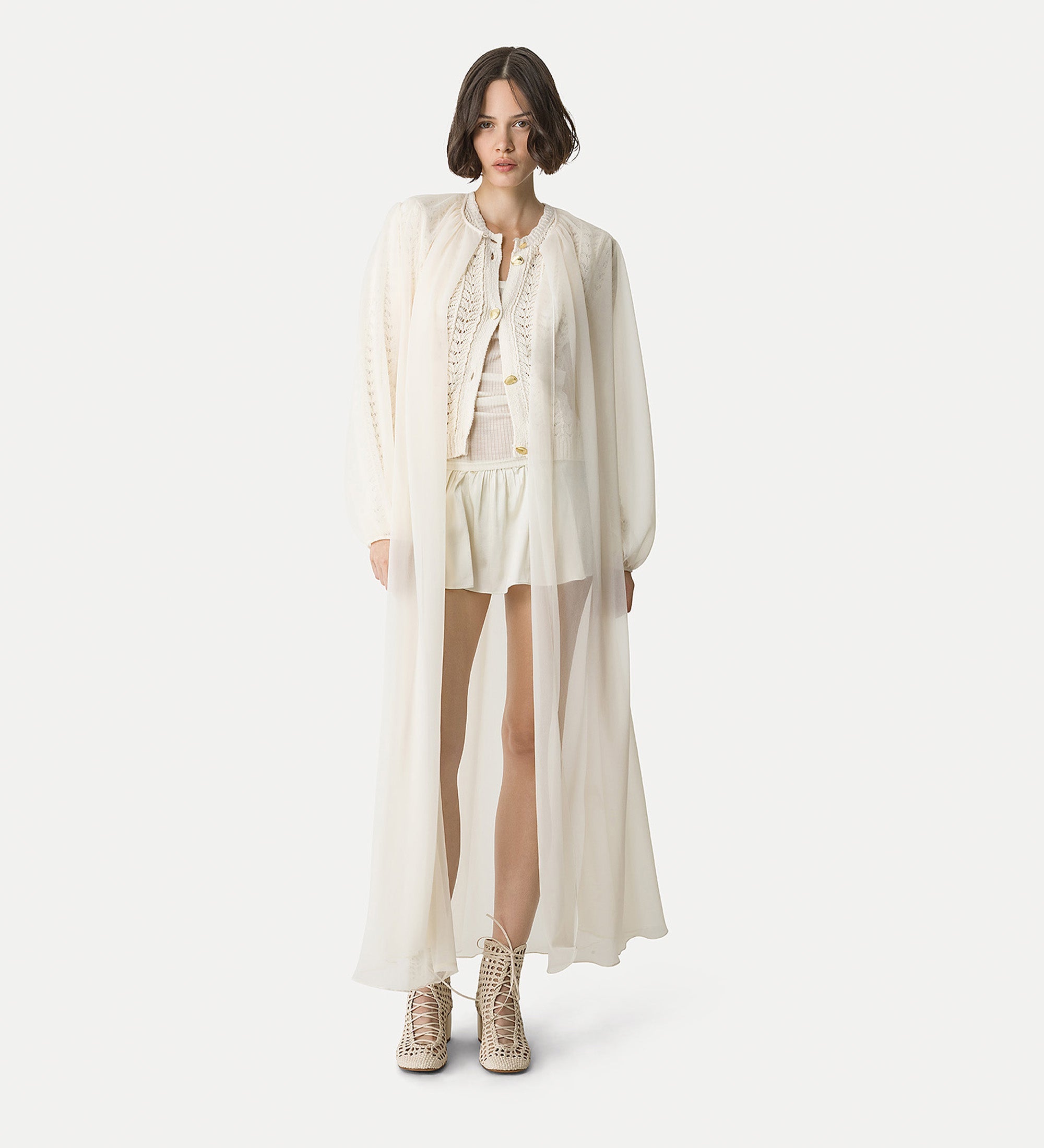 elegant cotton cardigan white