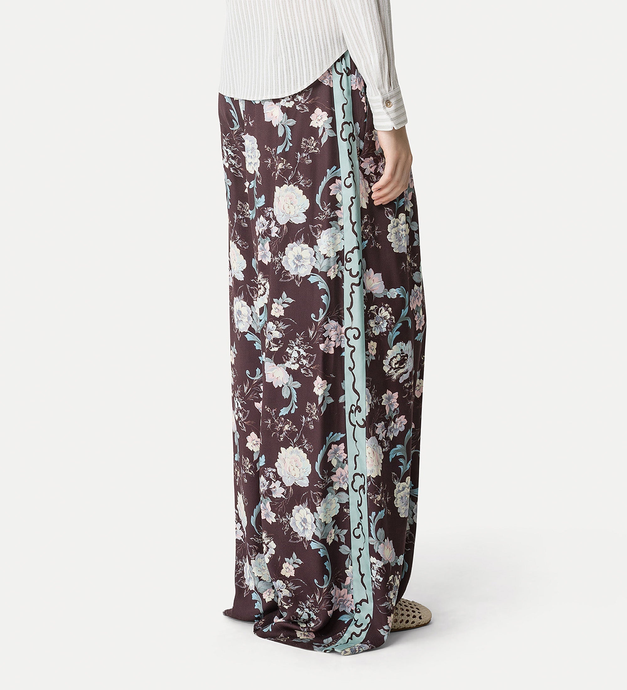 jacquard trousers “peonia my love” brown