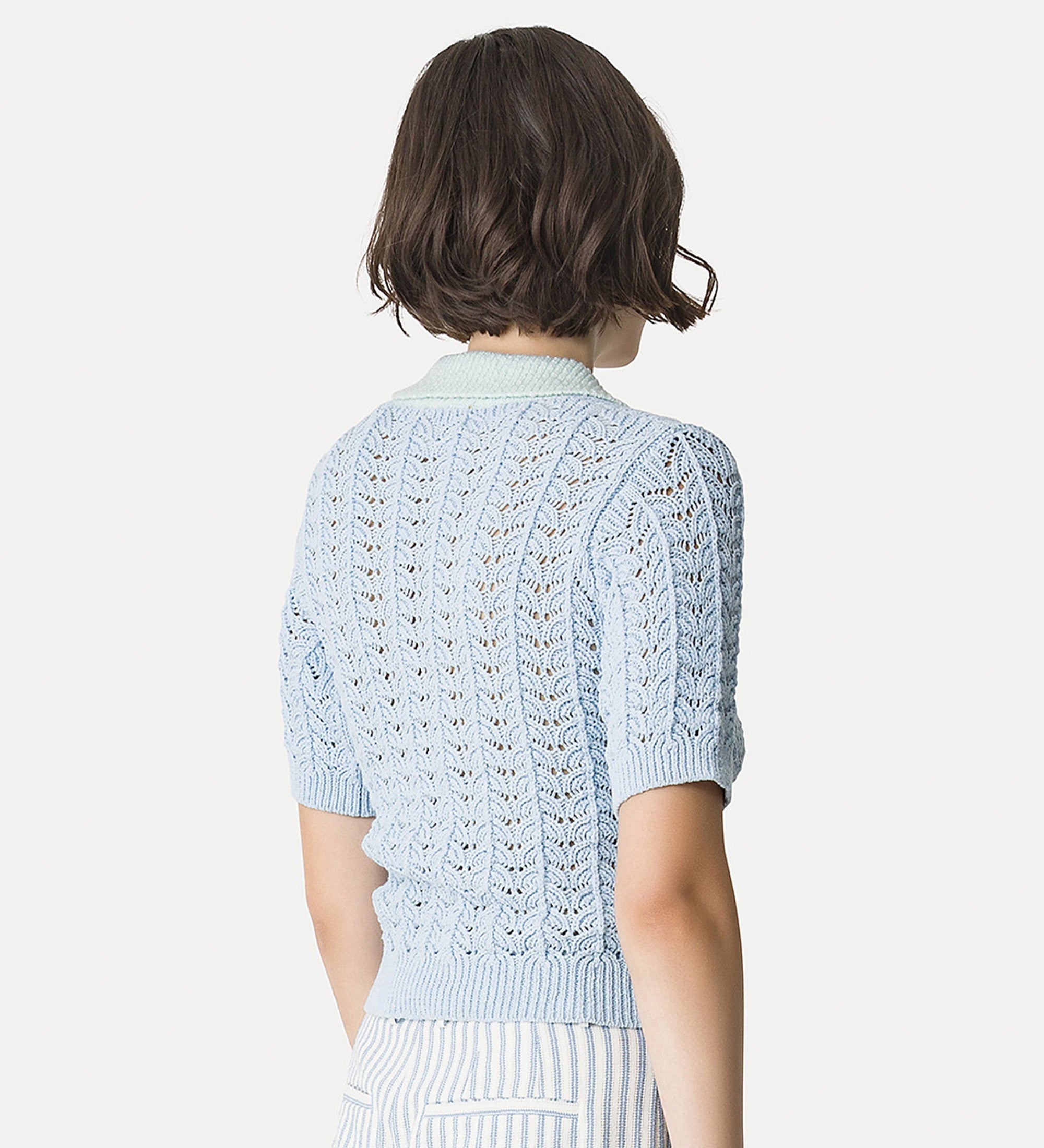 elegant cotton polo shirt light blue
