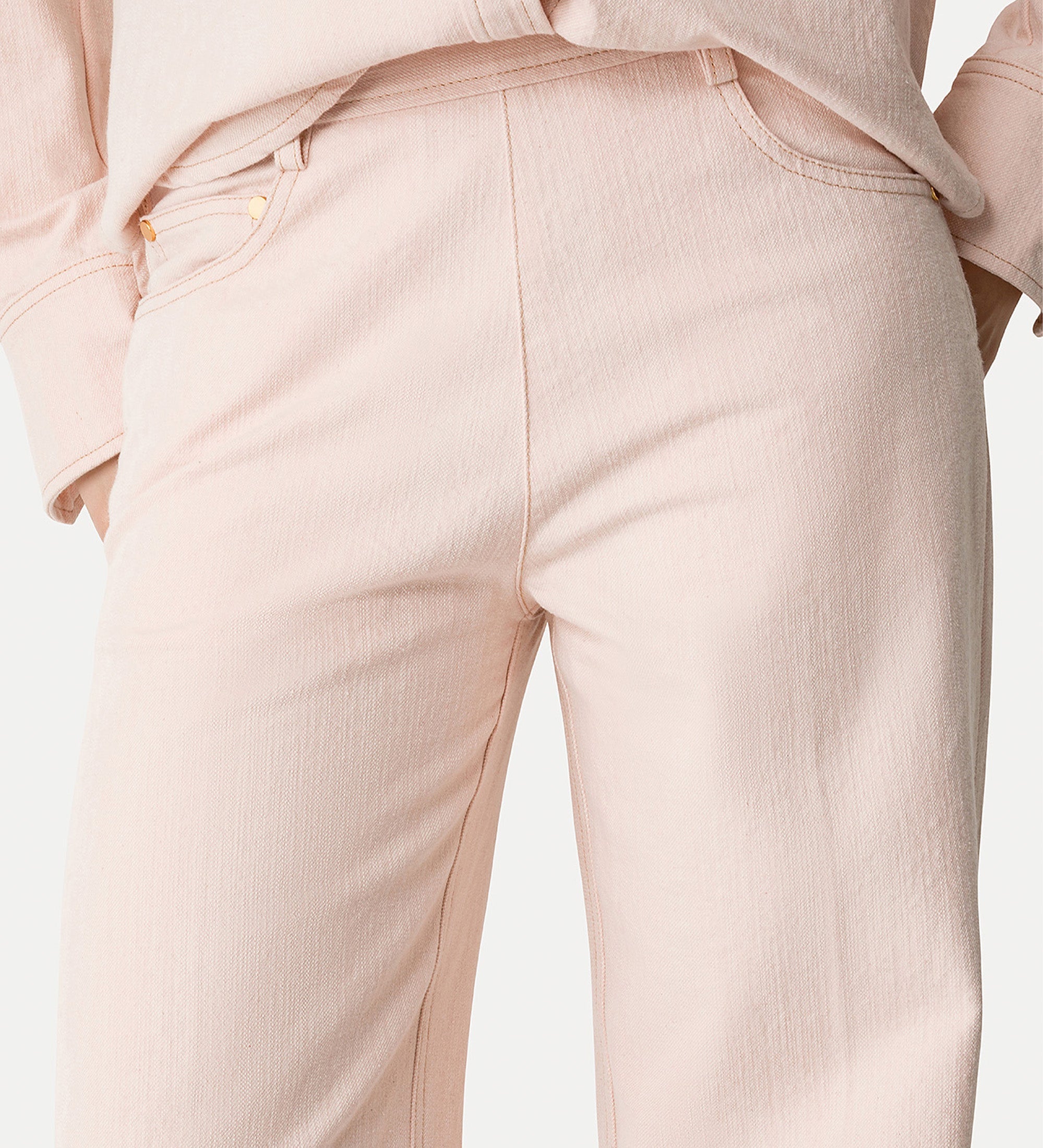 5—pocket denim trousers pink