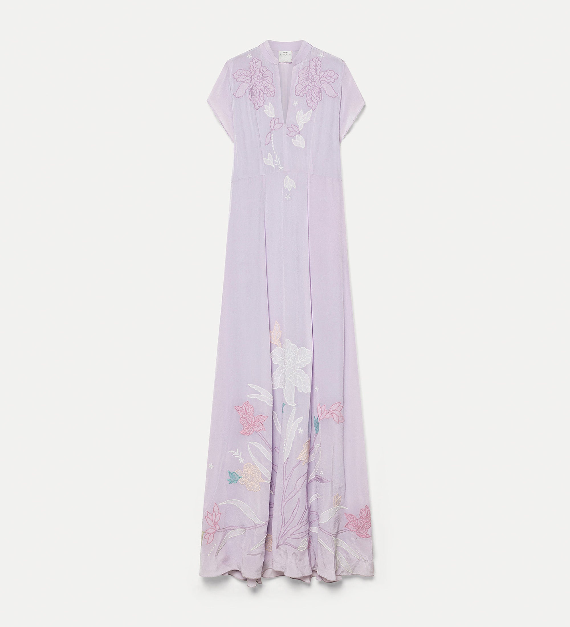 abito crepe de chine ricamo "iris velvet" lilac