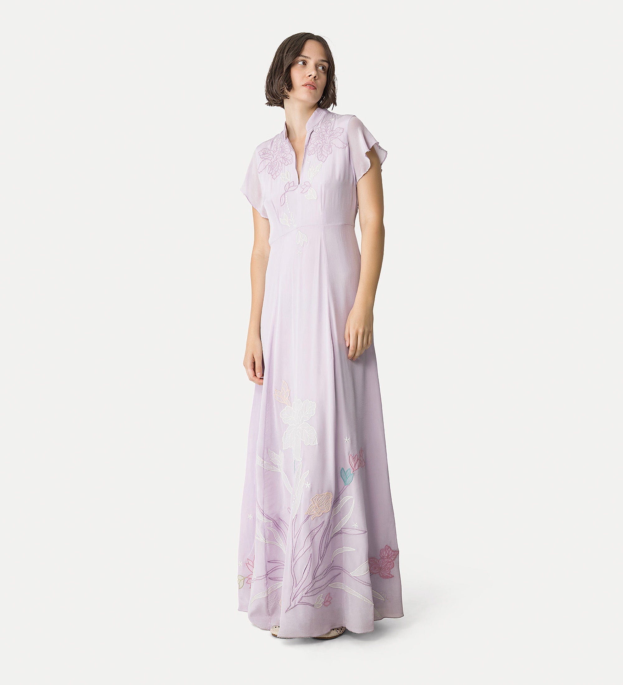 embroidered dress “iris velvet” lilac