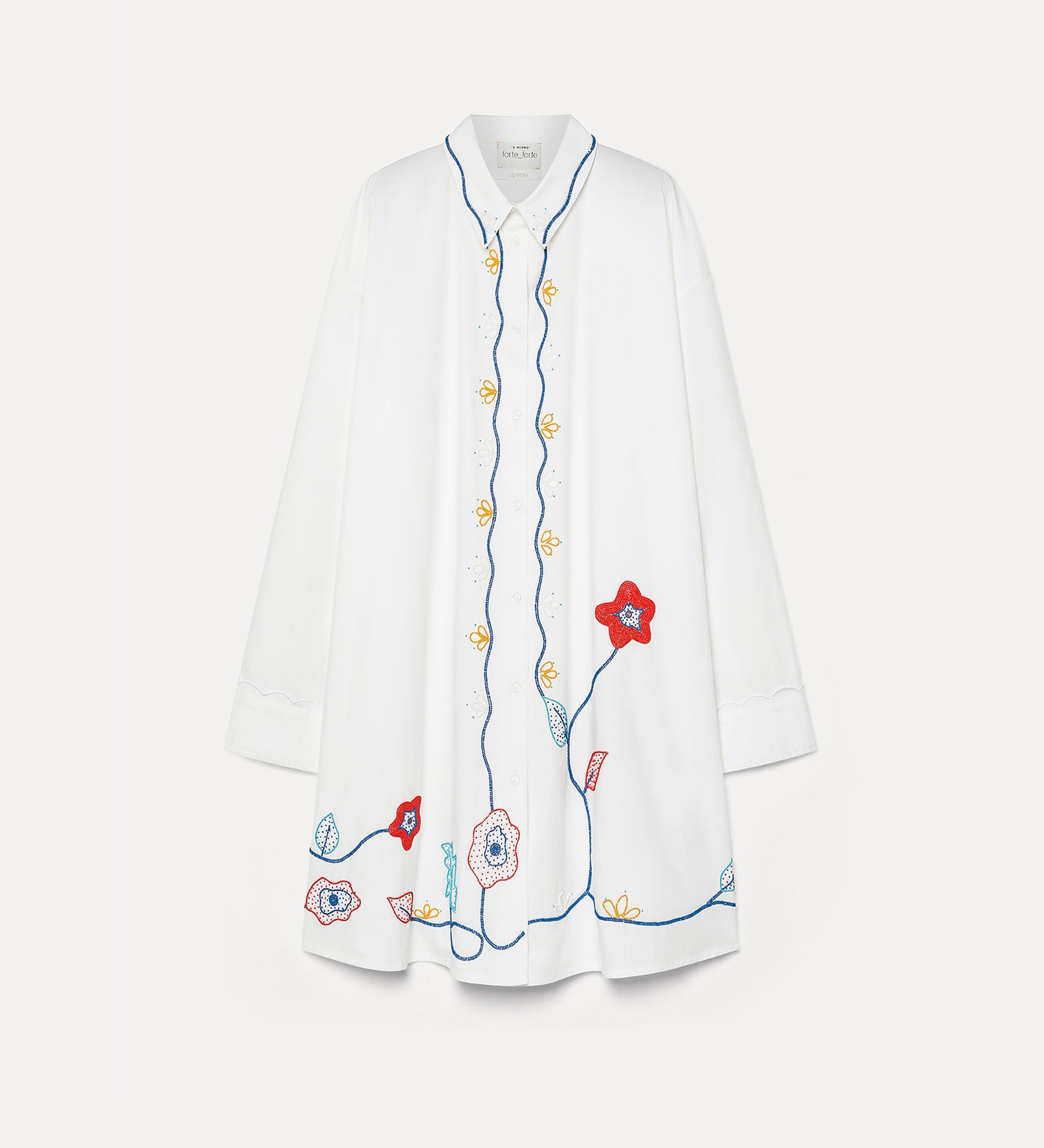 flower embroidered shirt dress Embroidered Cotton Shirt Dress