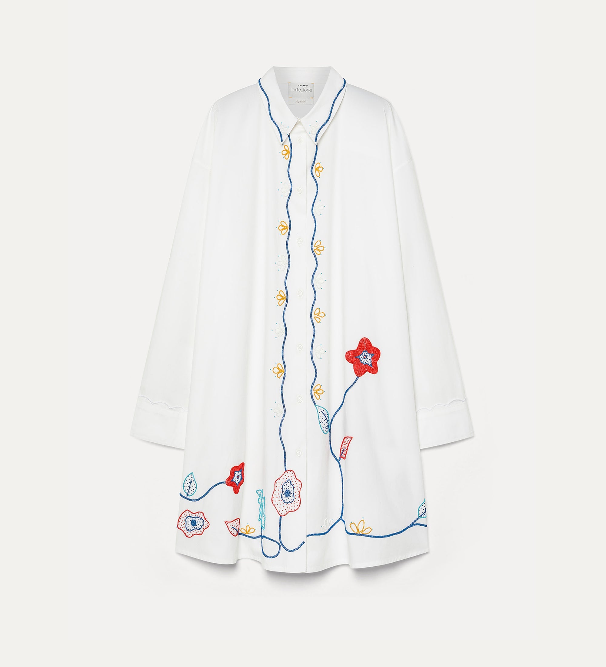 poplin shirt dress with “broderie en rêve” embroidery crystal