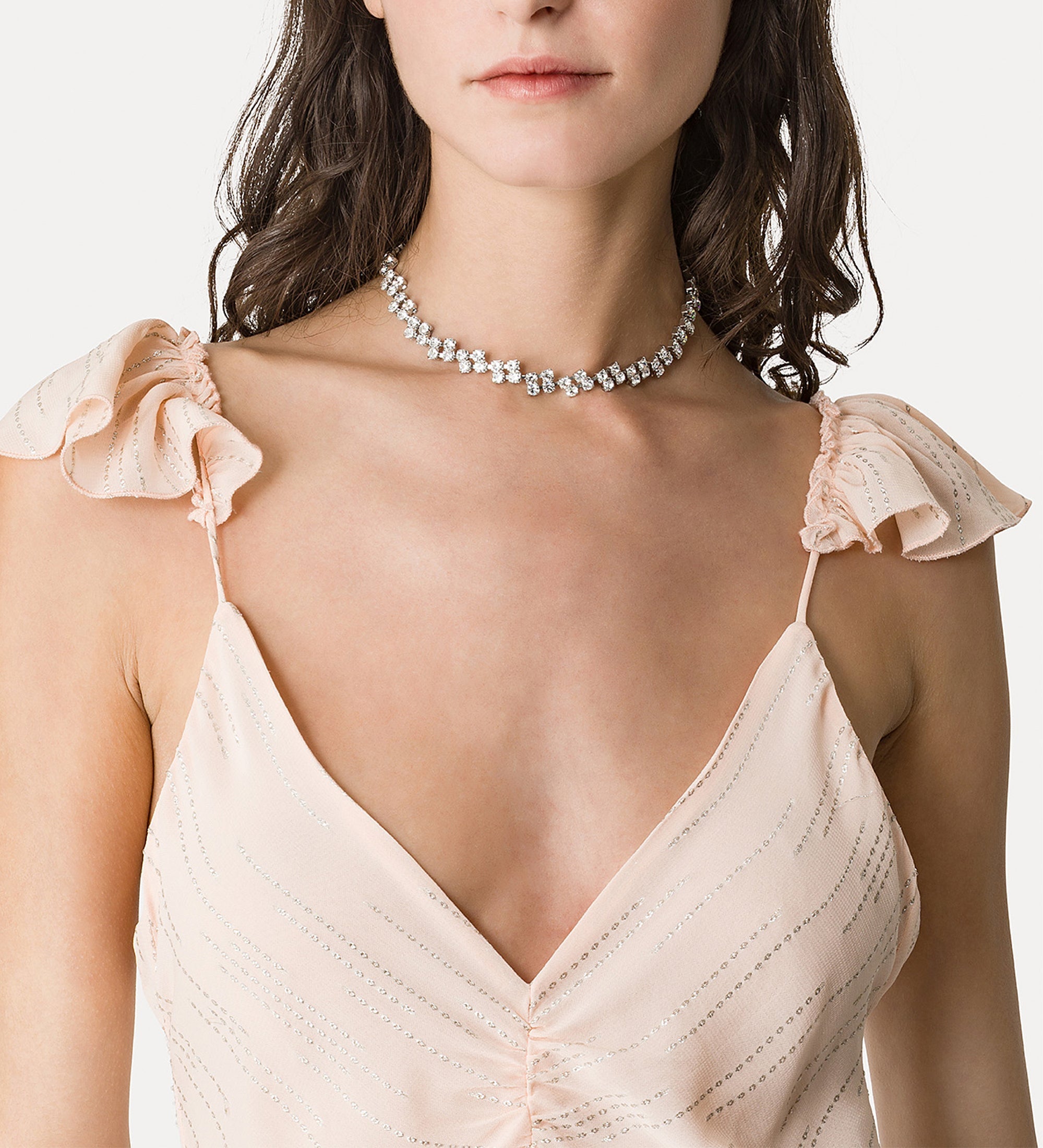 “les fils d'argent” jacquard slip dress  nude