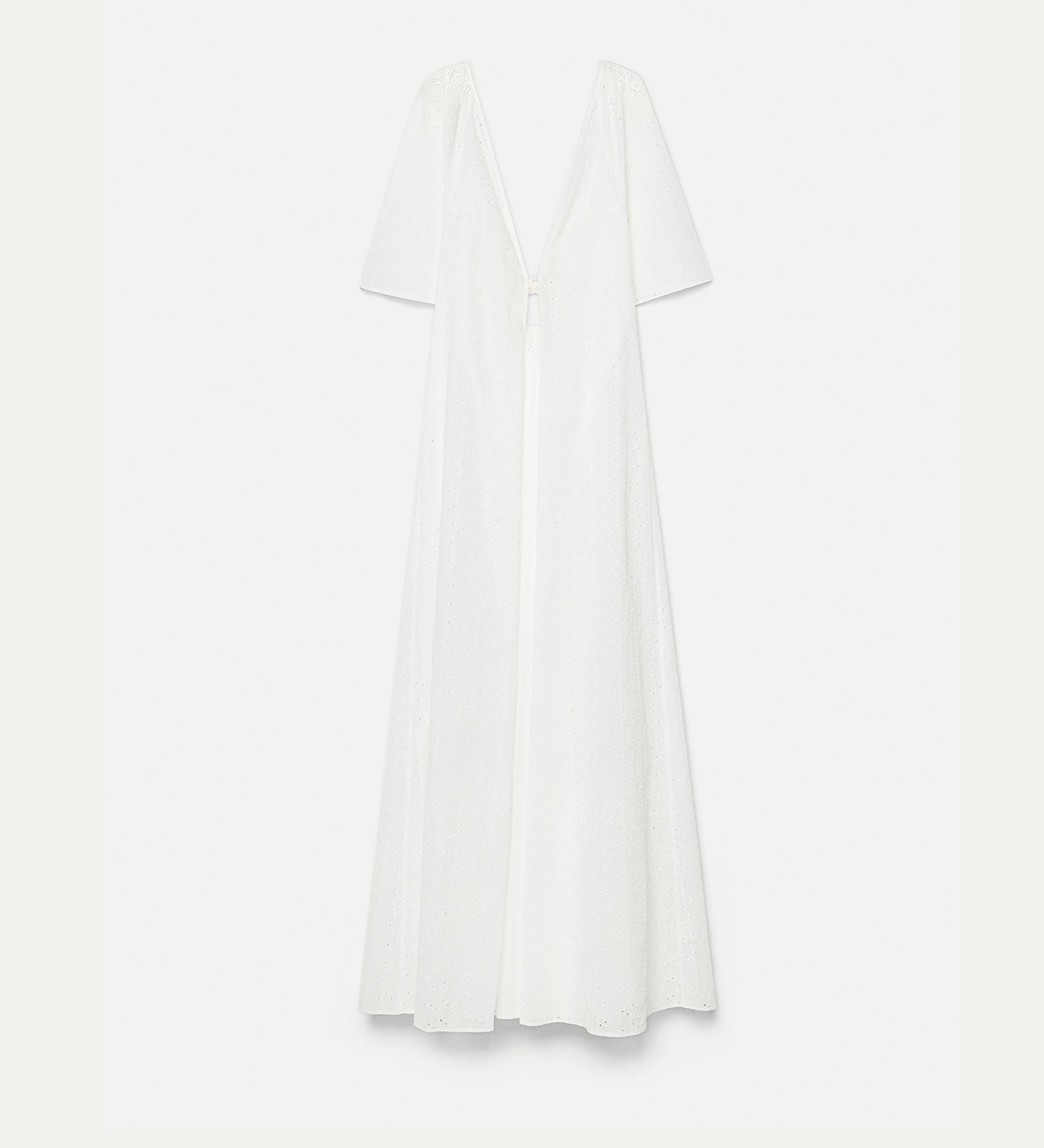long muslin dress with “broderie anglaise” embroidery crystal