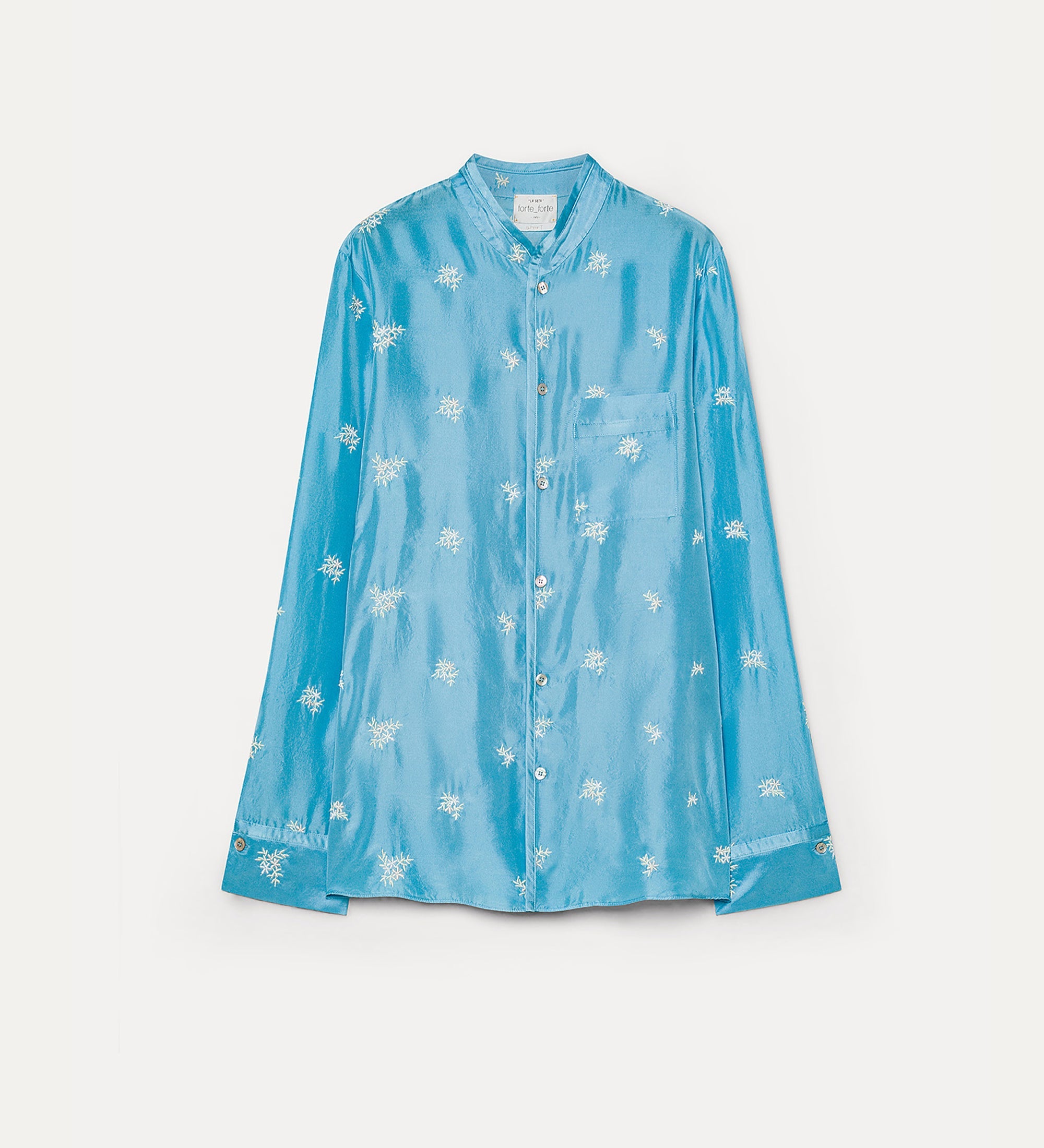 silk shirt with “petites fleurs” embroidery  turchino