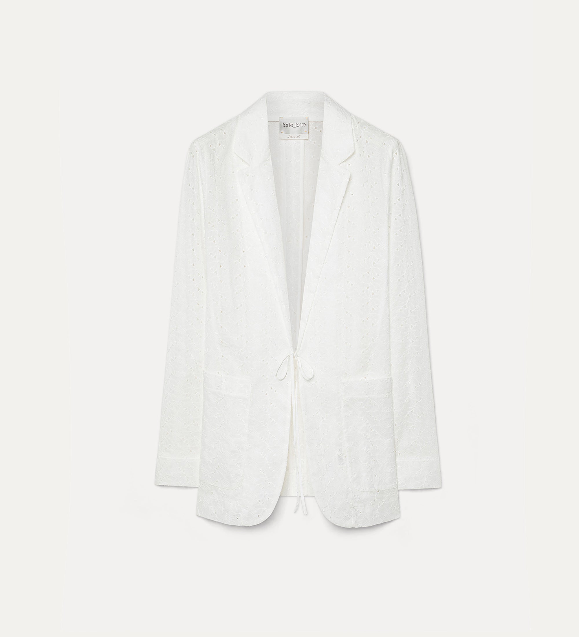 muslin jacket with “broderie anglaise” embroidery crystal