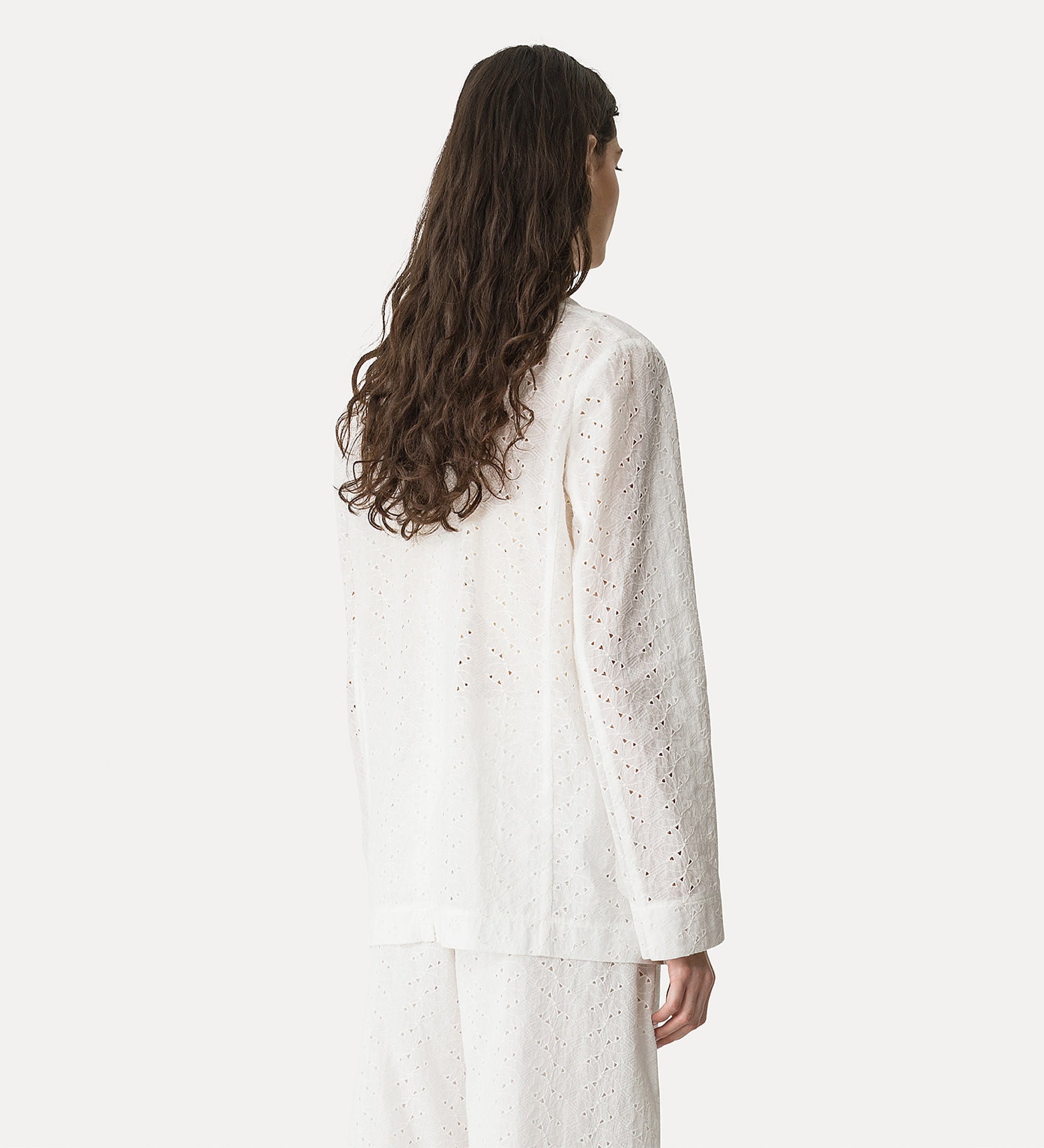 muslin jacket with “broderie anglaise” embroidery crystal