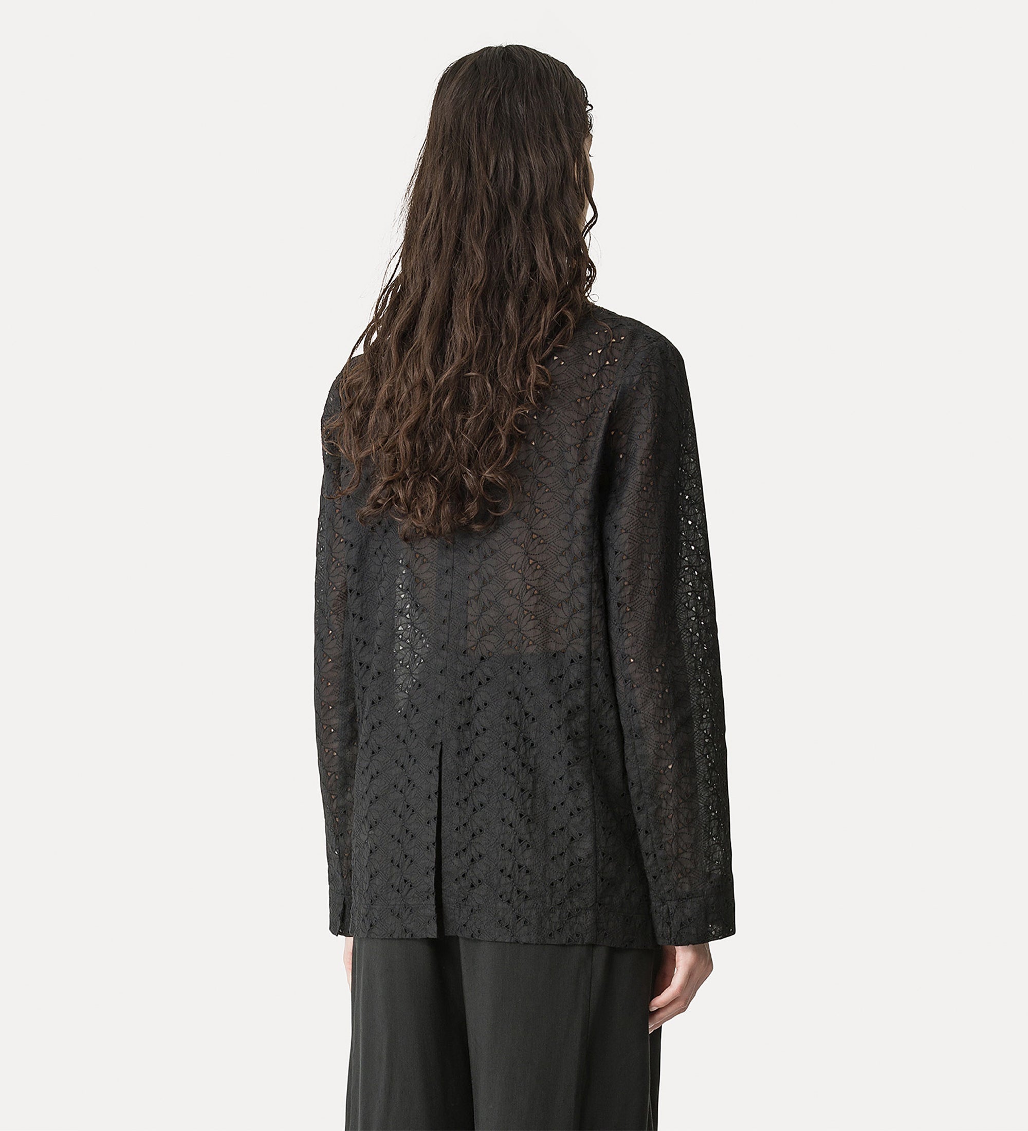 muslin jacket with “broderie anglaise” embroidery noir