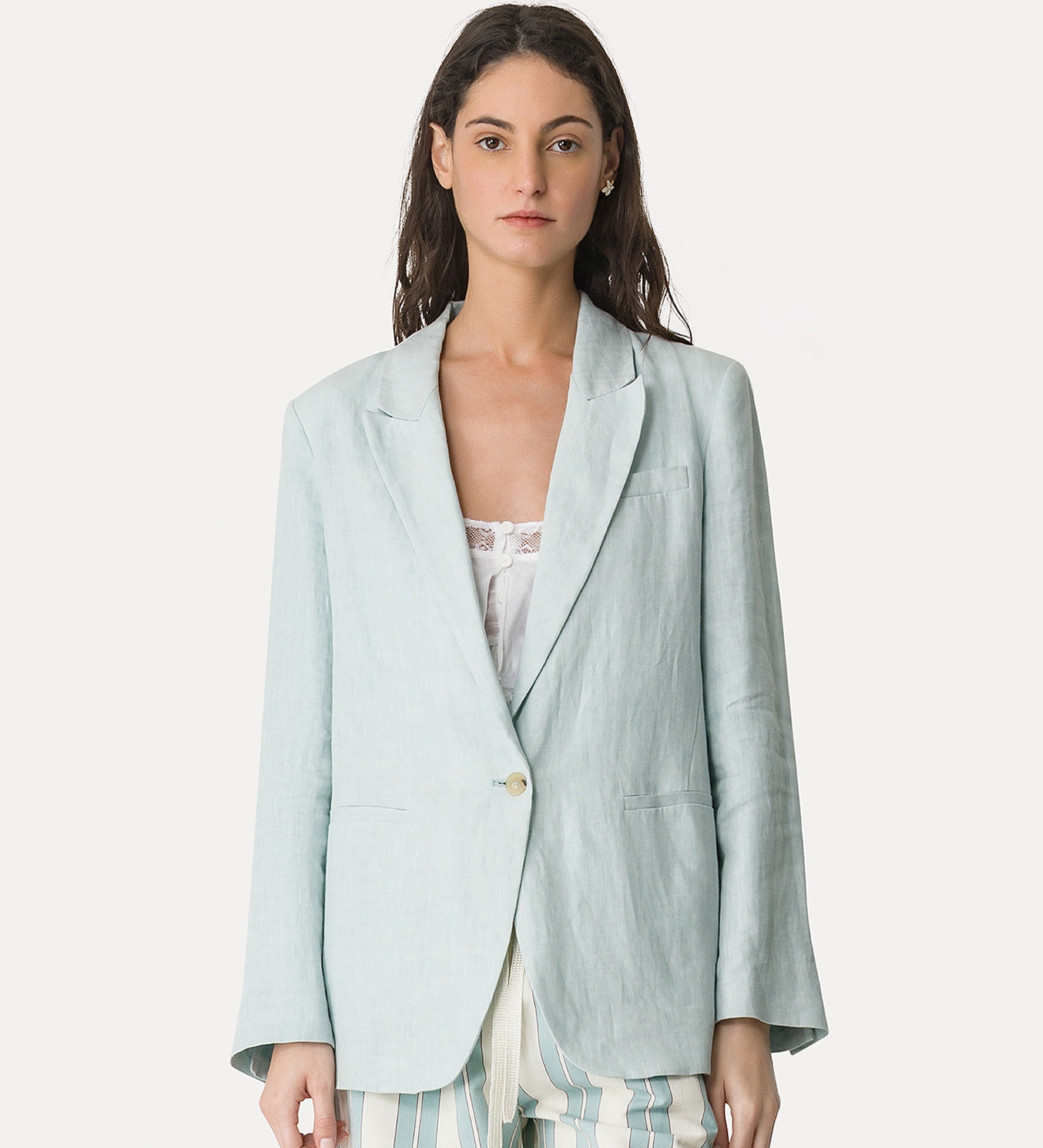 chic linen jacket plume