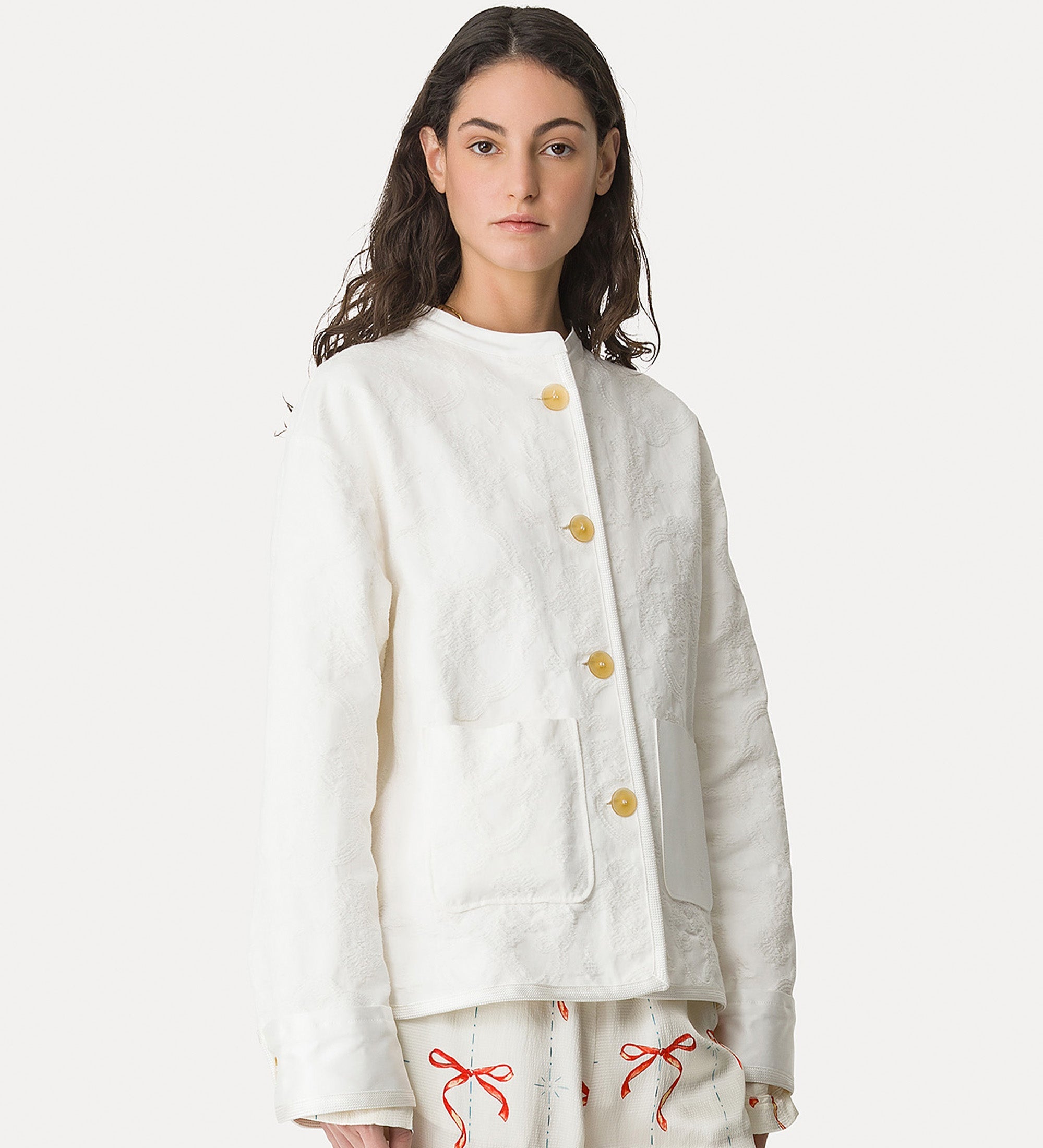 “arabesque” cotton jacquard jacket  crystal