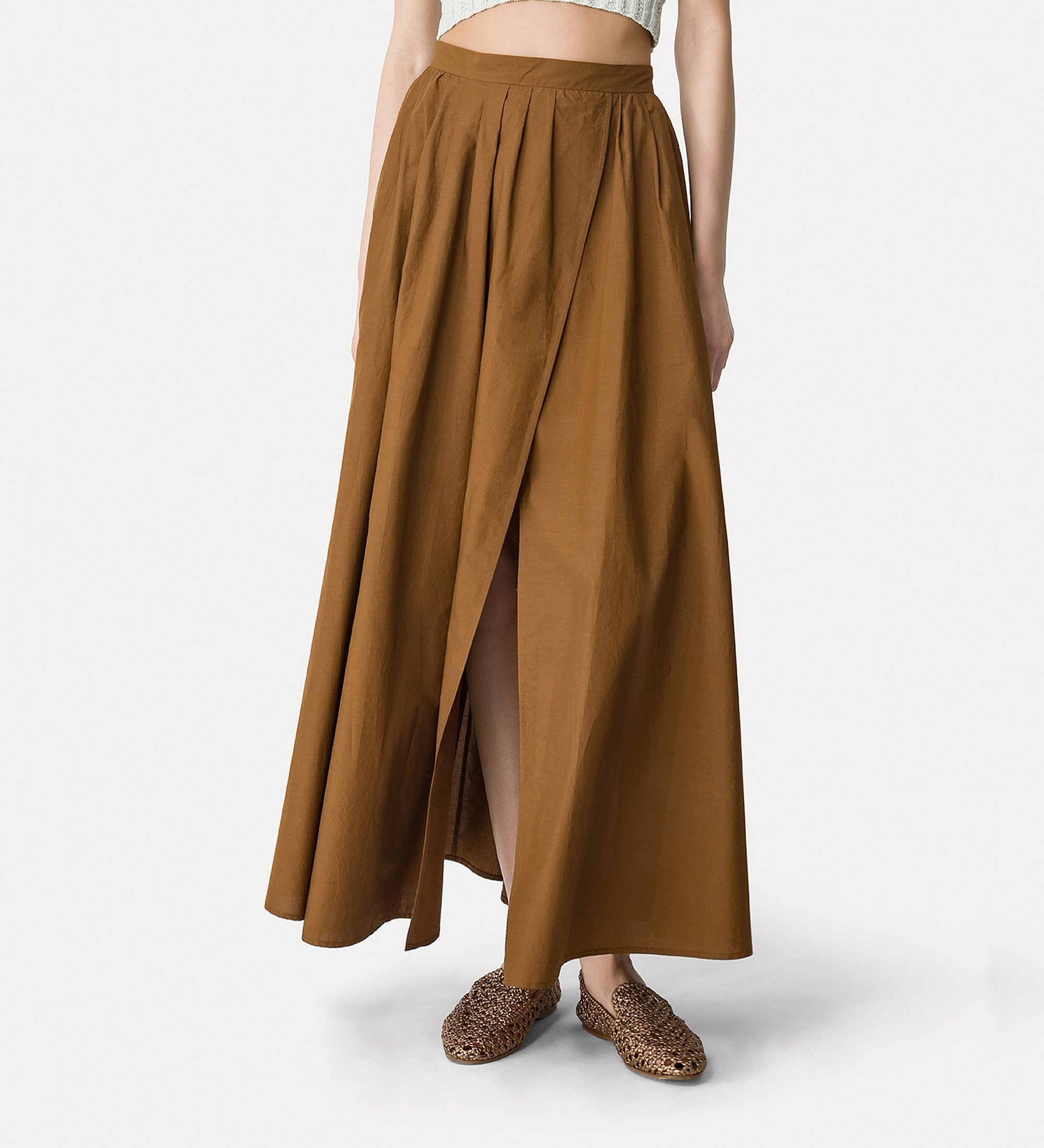 long poplin skirt  chocolate