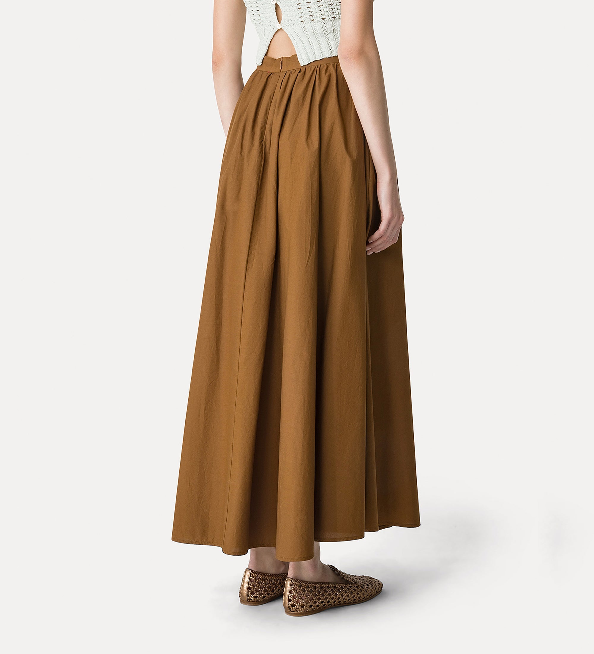 long poplin skirt  chocolate