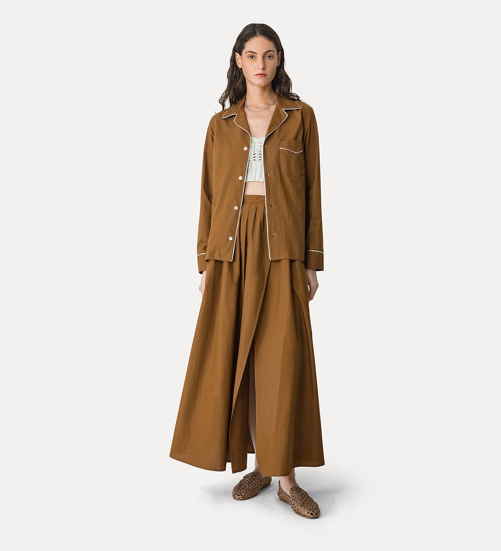 long poplin skirt  chocolate