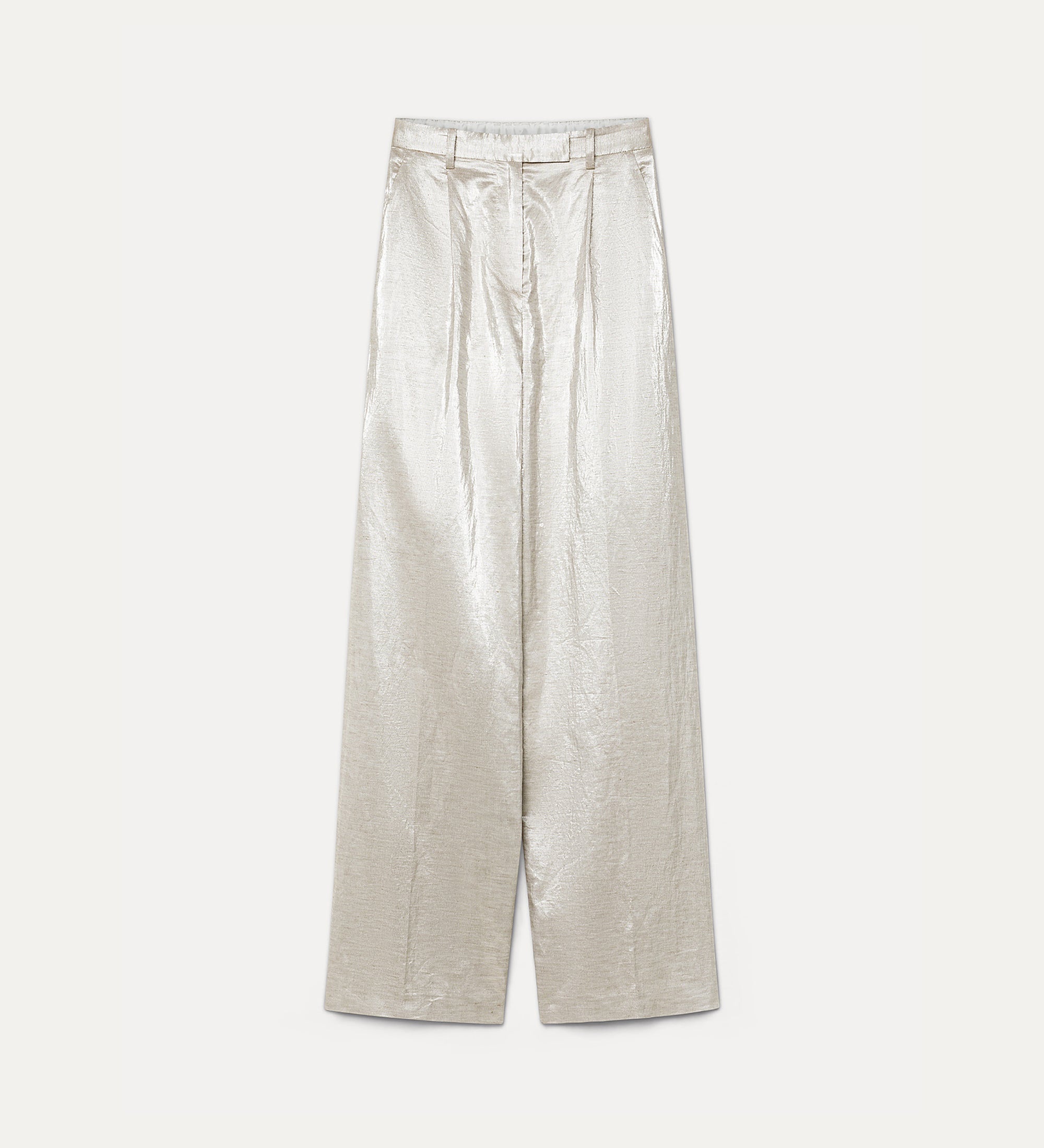 linen and lurex high—waisted trousers lucente