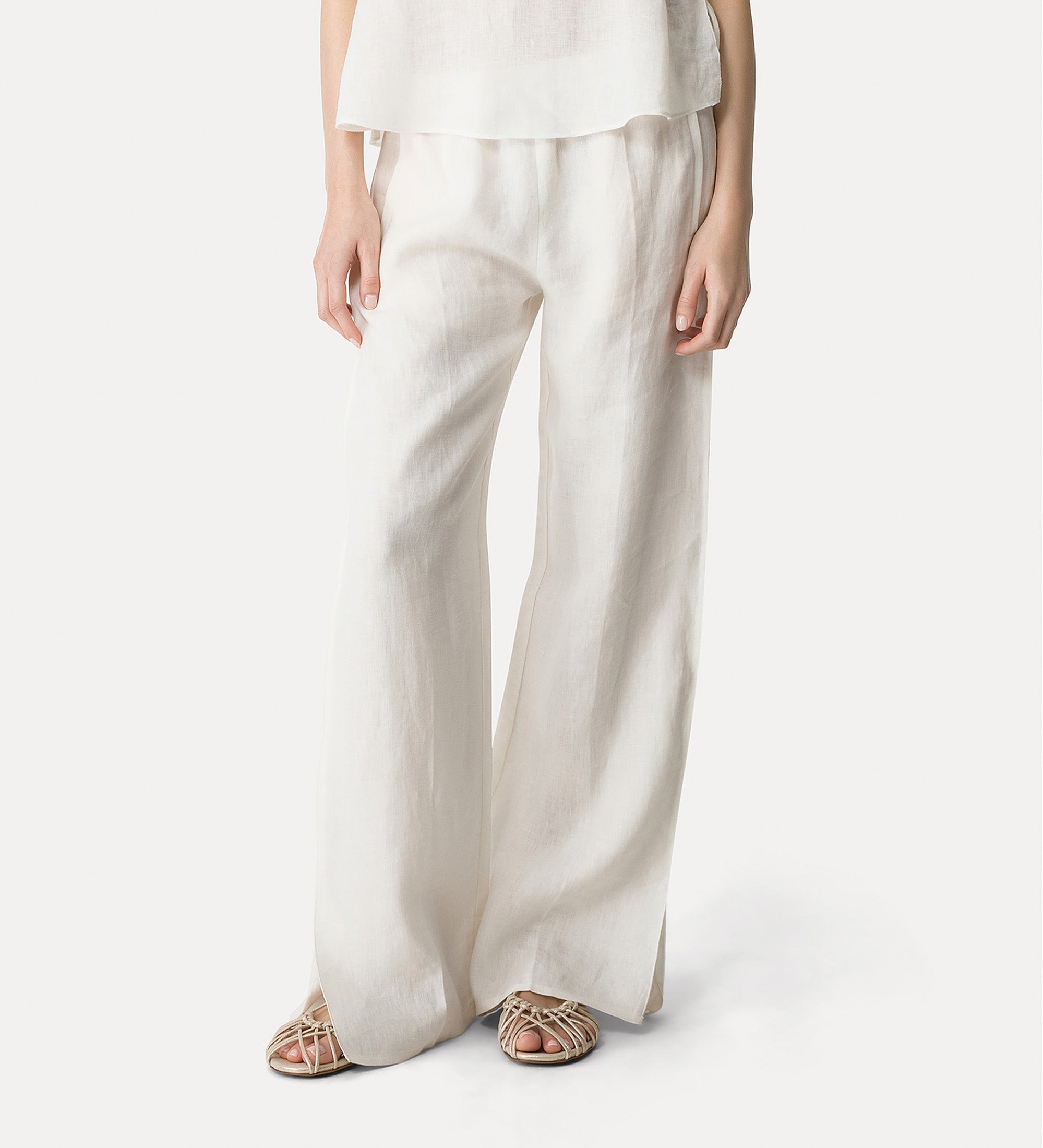 linen trousers with elasticated waistband  crystal