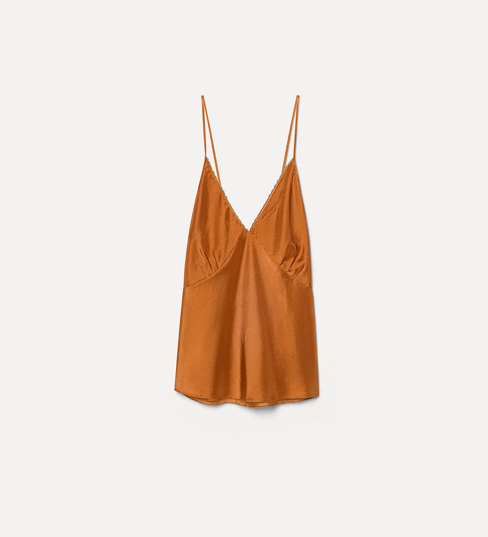 habotai silk top with embroidery bronze
