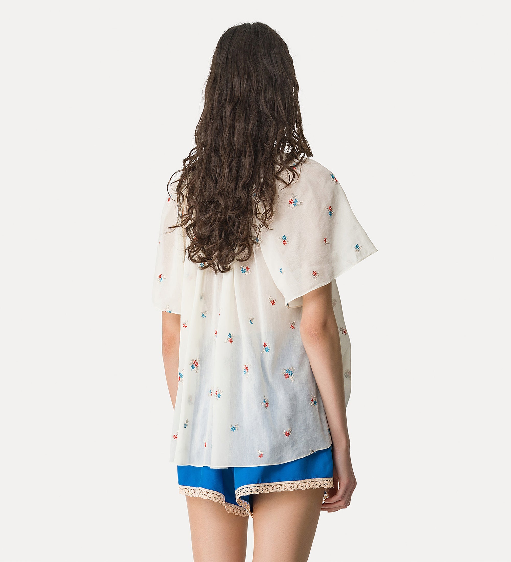 bohemian voile shirt with “petites fleurs” embroidery  butter