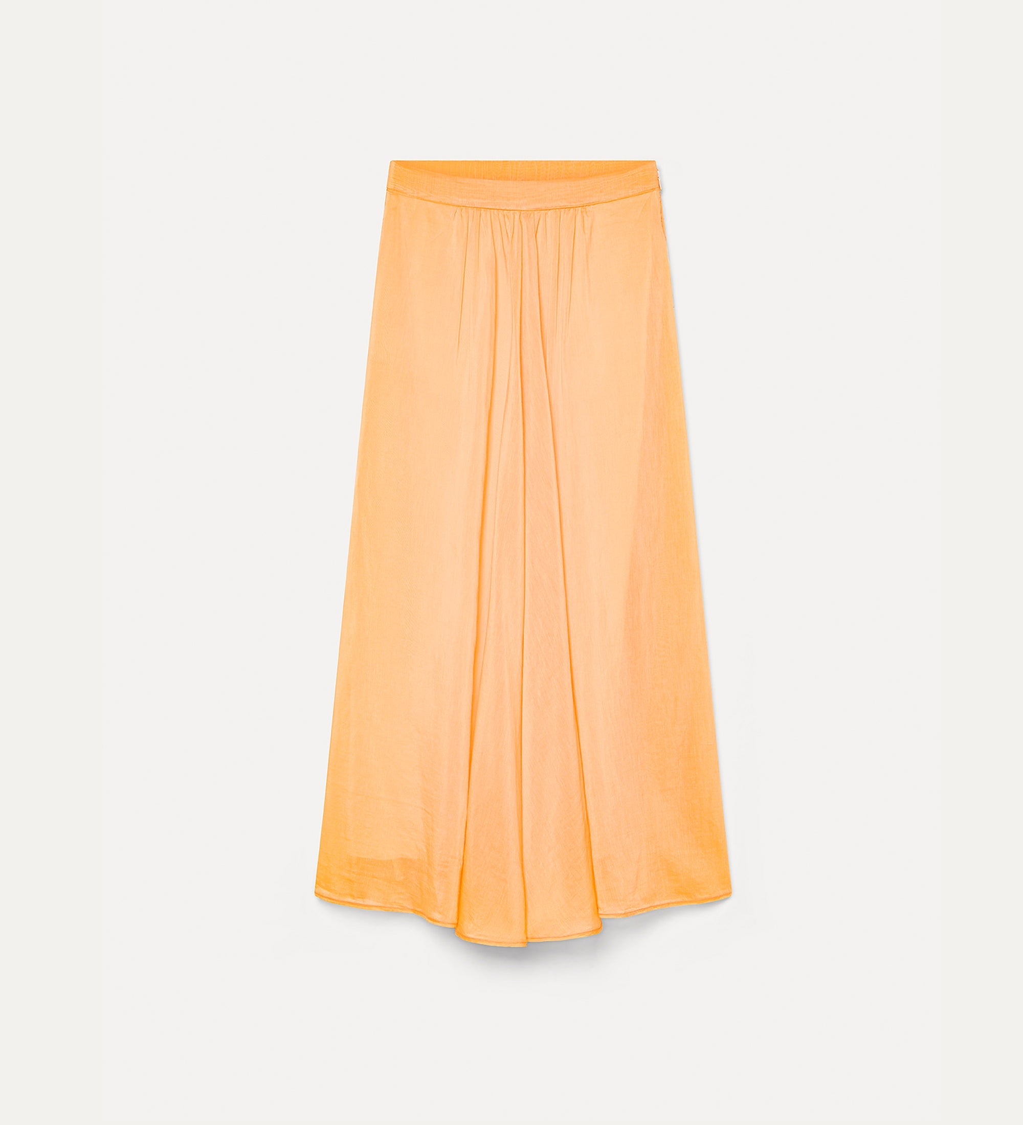 cotton and silk voile midi skirt mandarine