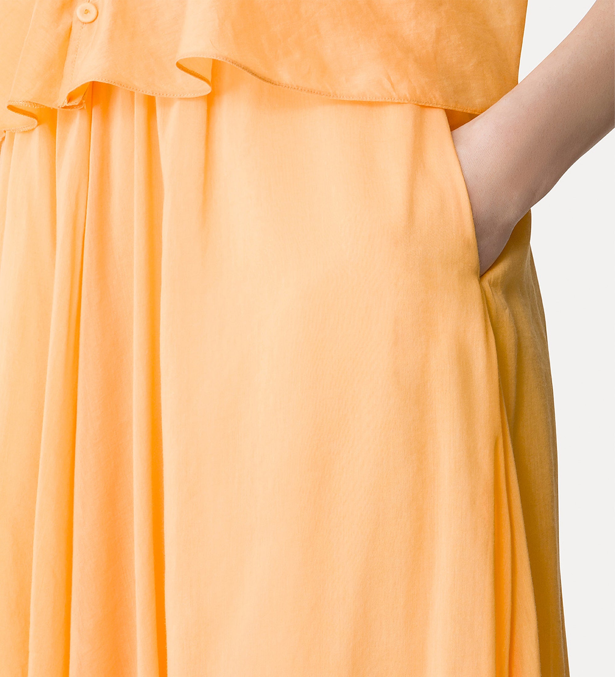cotton and silk voile midi skirt mandarine